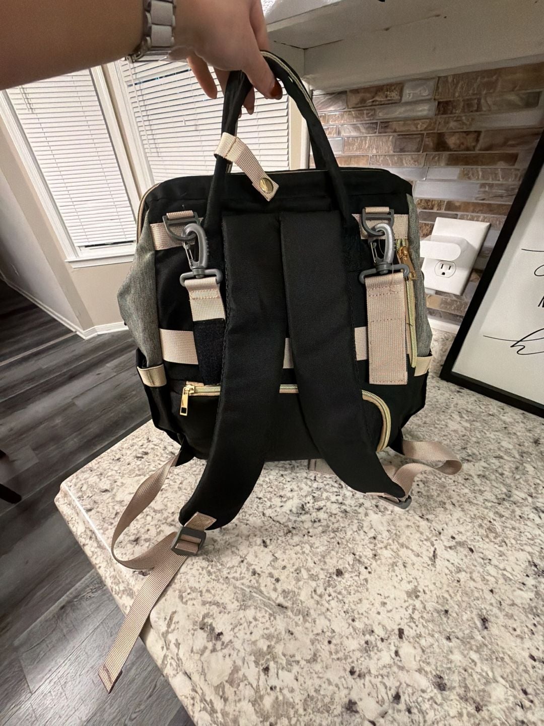 Kasegin Diaper Bag Backpack with Changing Station Gray Black 3