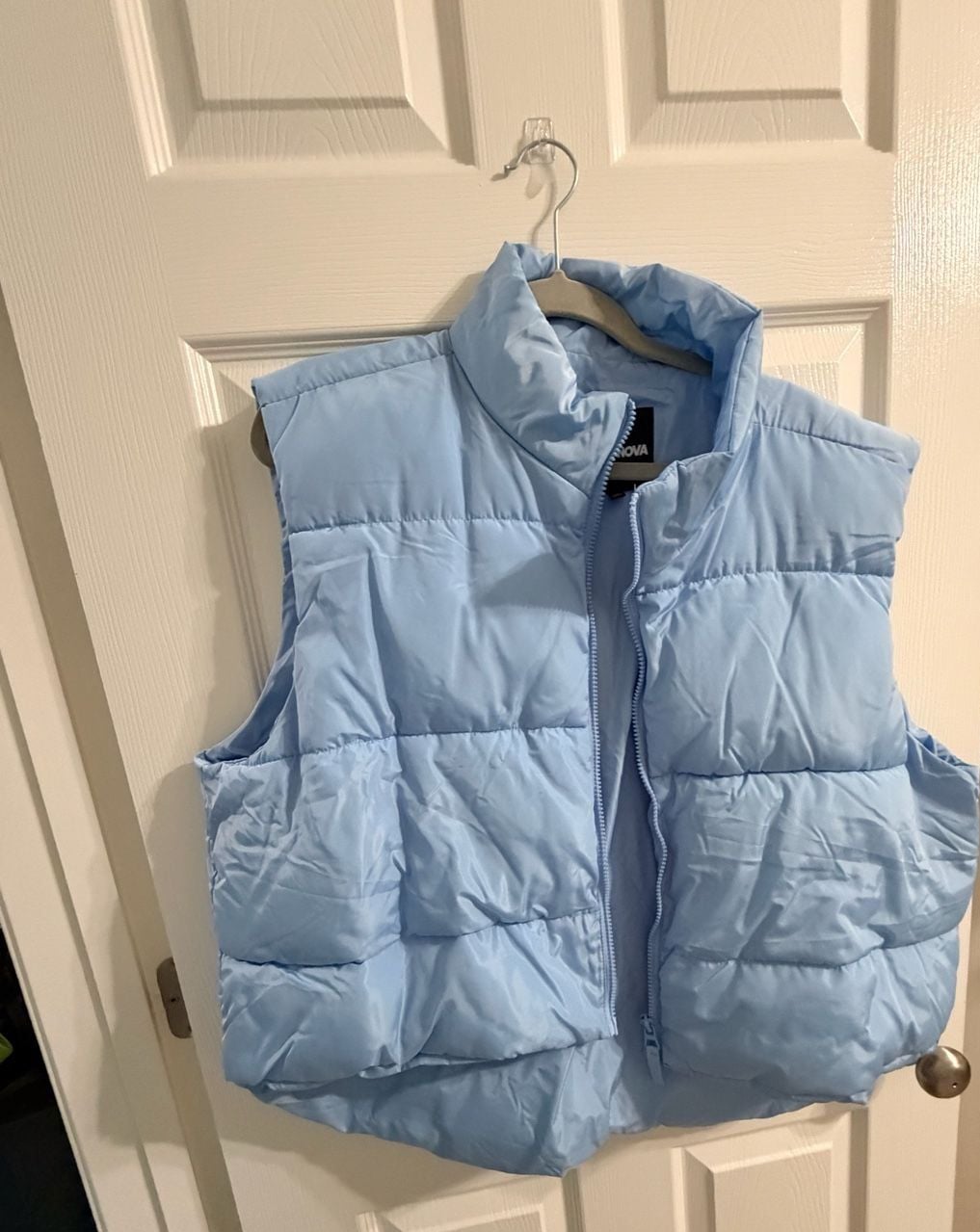 Fashion Nova Puffer Vest Light Blue Cropped Sleeveless 4