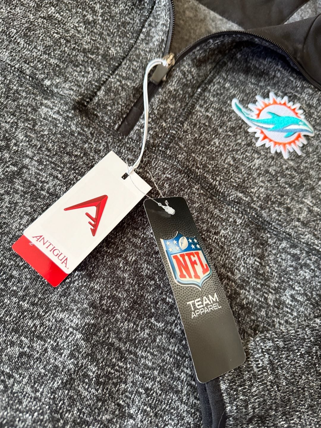 Antigua Miami Dolphins Fortune 1/4 Zip Pullover Size 2XL Black Heather 4