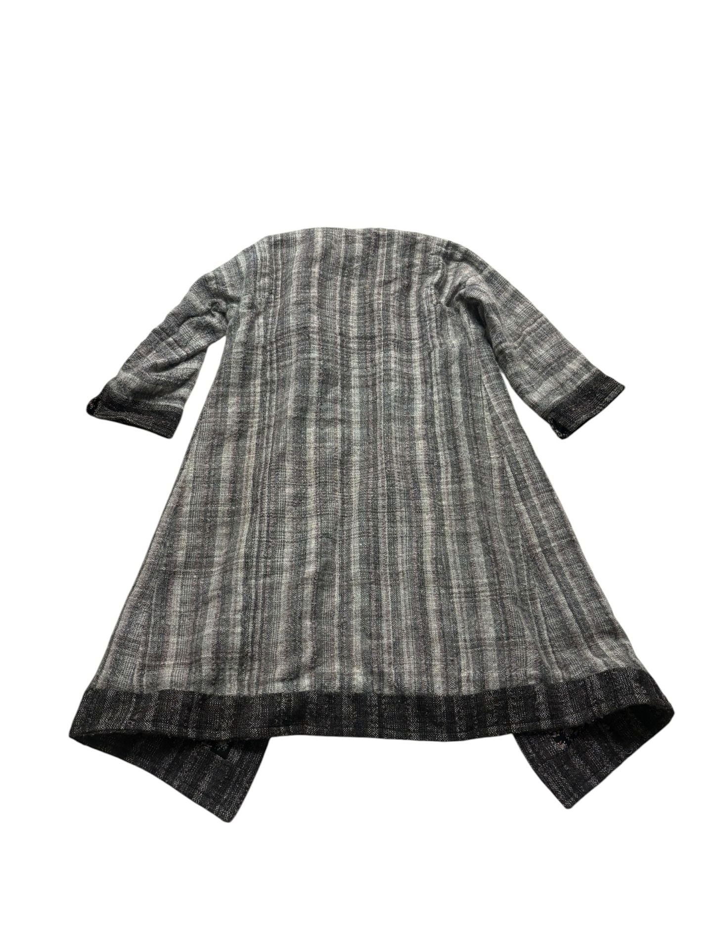 Vintage Gray Striped Open Front Cardigan with Floral Lining size S/M 4