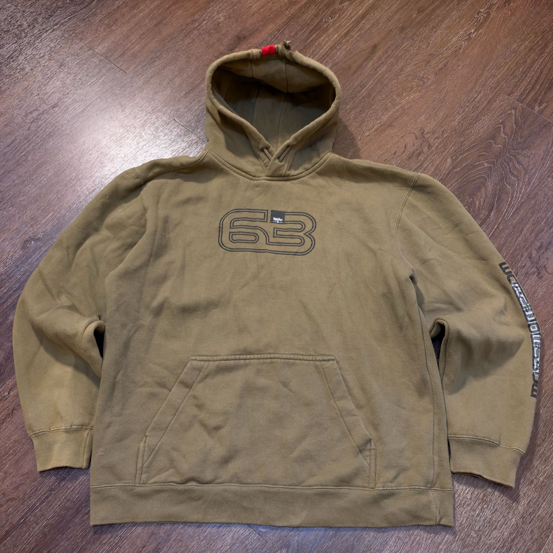 Mossimo Forest Green Y2K Hoodie Size M 63 Graphic Pullover Sweatshirt 3
