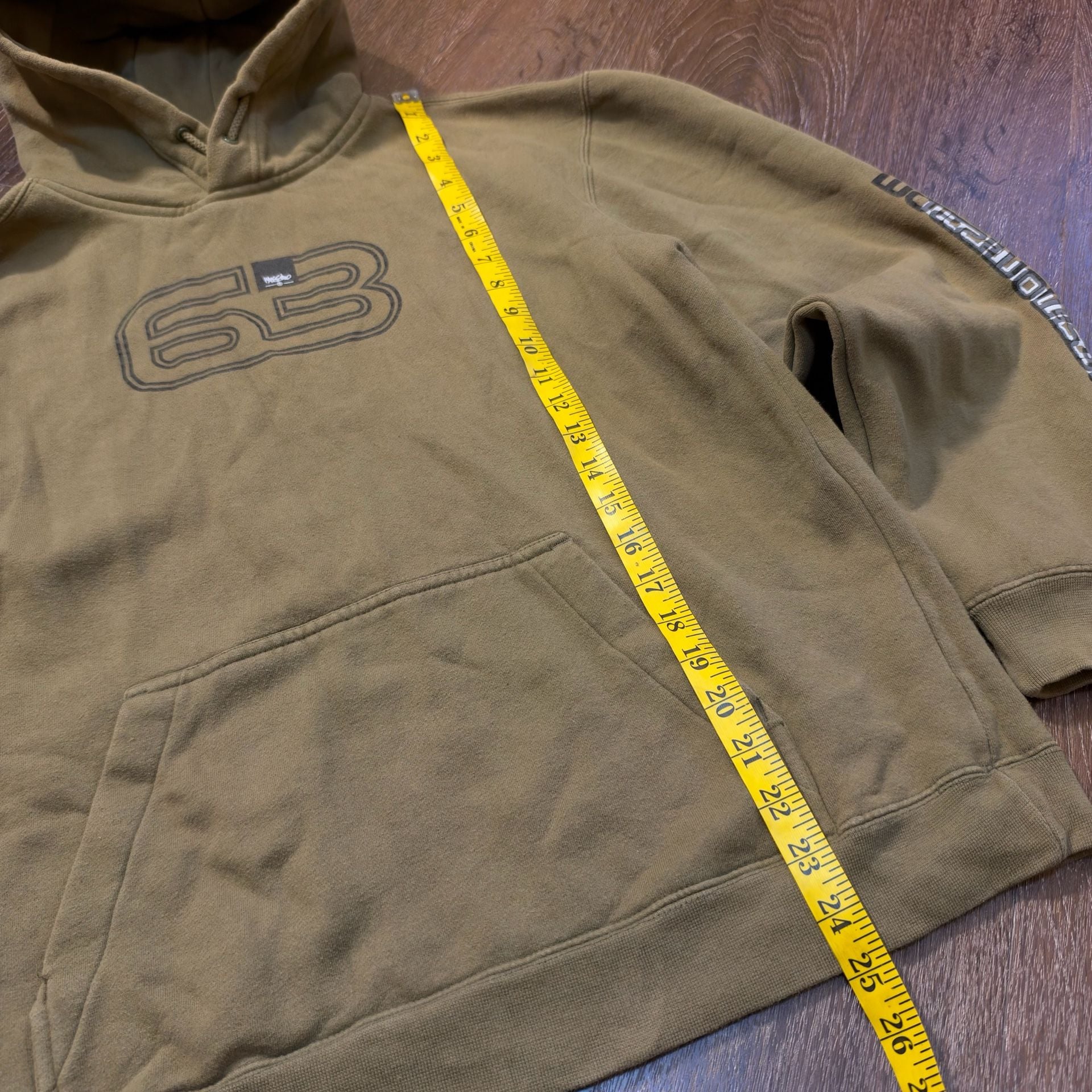 Mossimo Forest Green Y2K Hoodie Size M 63 Graphic Pullover Sweatshirt 5