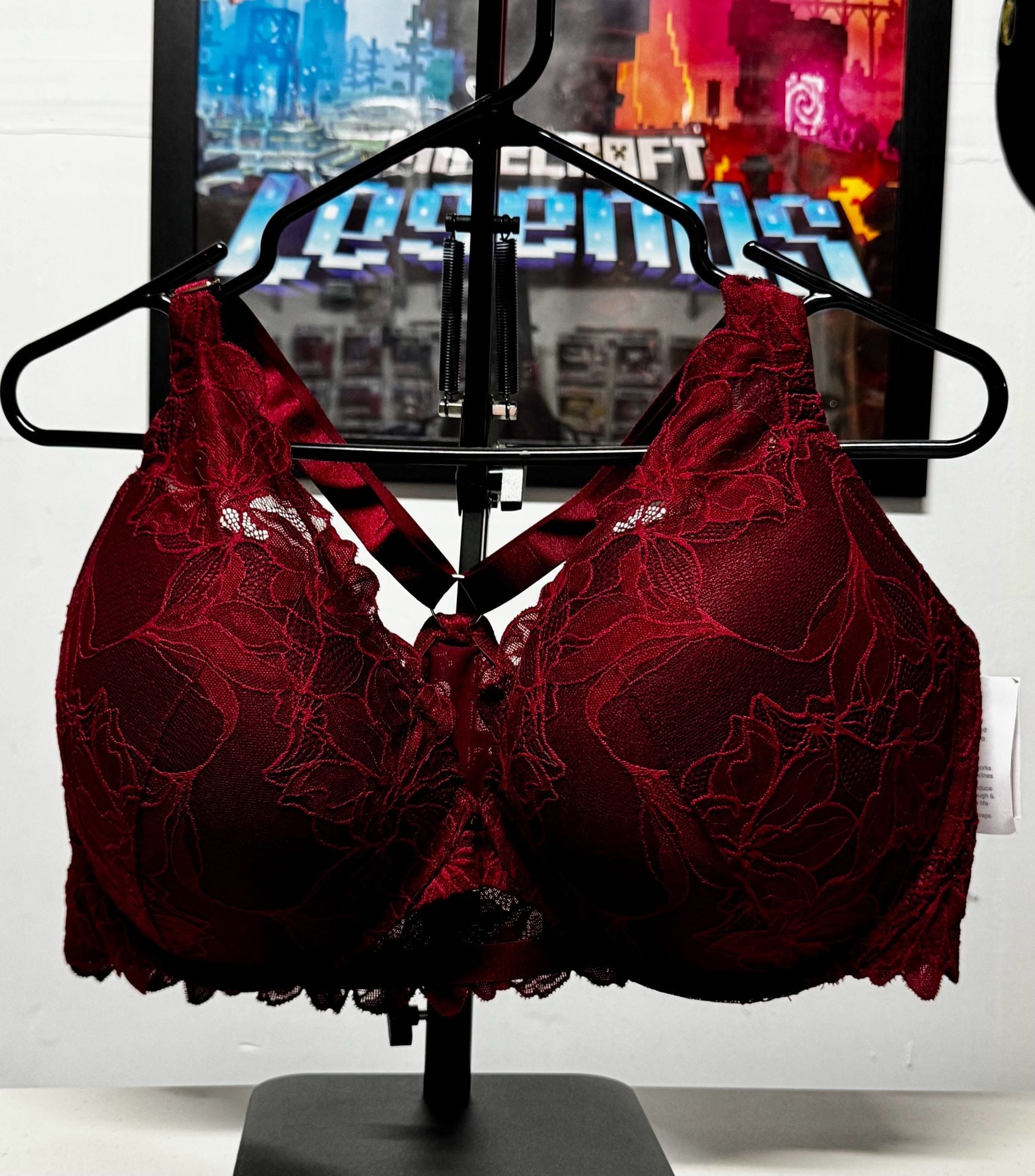 42DDD_ (wu49) Target Lace Push-Up Front Close Plunge Bra Size Berry Red 2