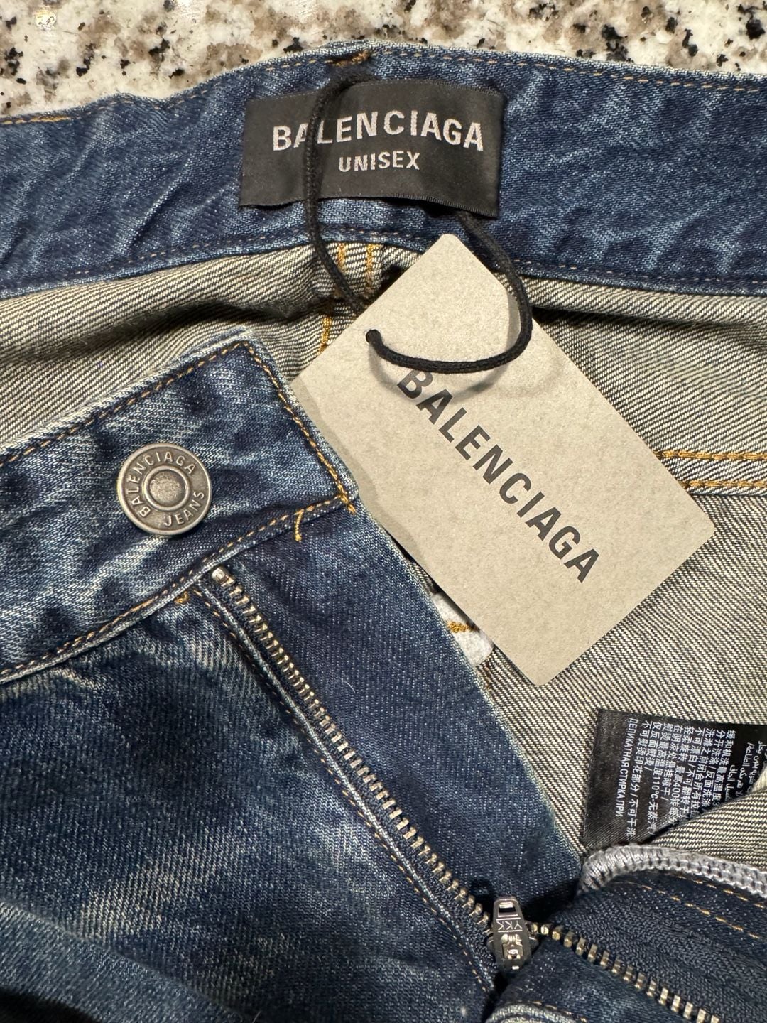 Balenciaga Unisex Blue Faded Wash Wide Leg Jeans Denim 5