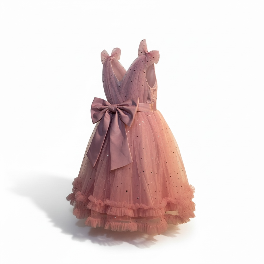 Toddler Kids Girls Butterfly Dress Sparkle Sequins Tulle Wedding Formal 3