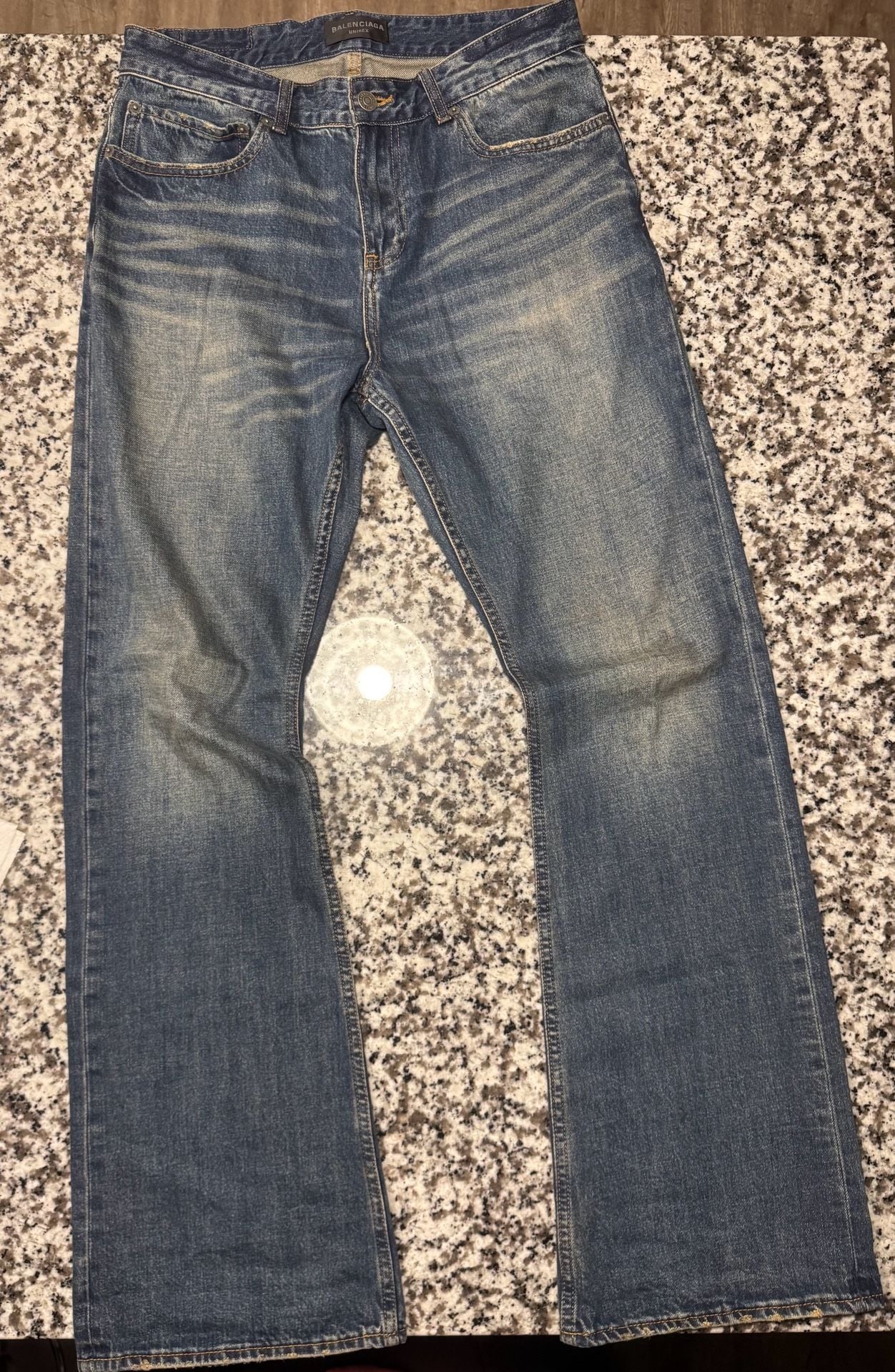 Balenciaga Unisex Blue Faded Wash Wide Leg Jeans Denim 4