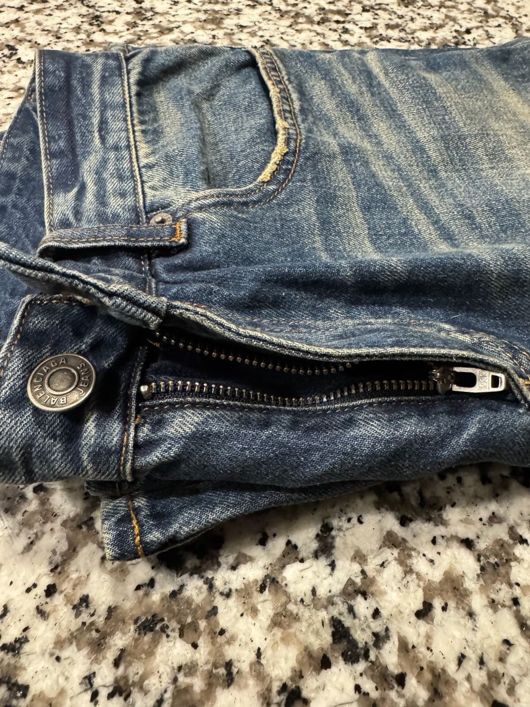 Balenciaga Unisex Blue Faded Wash Wide Leg Jeans Denim 7
