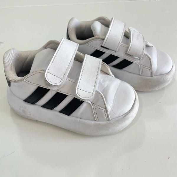adidas Kids Toddler Grand Court 3.0 CF I Size 7K White Black Sneakers