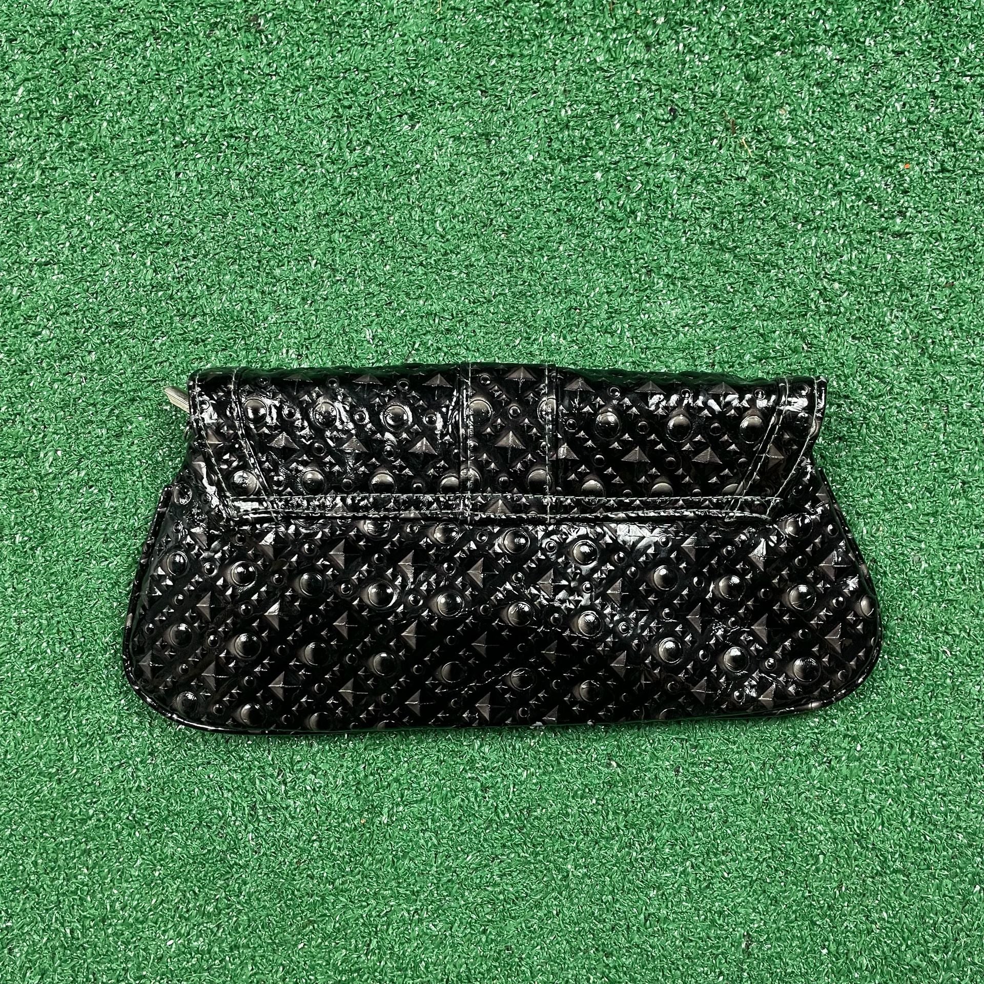 Unbranded Black Patent Rhinestone Buckle Clutch Purse 4