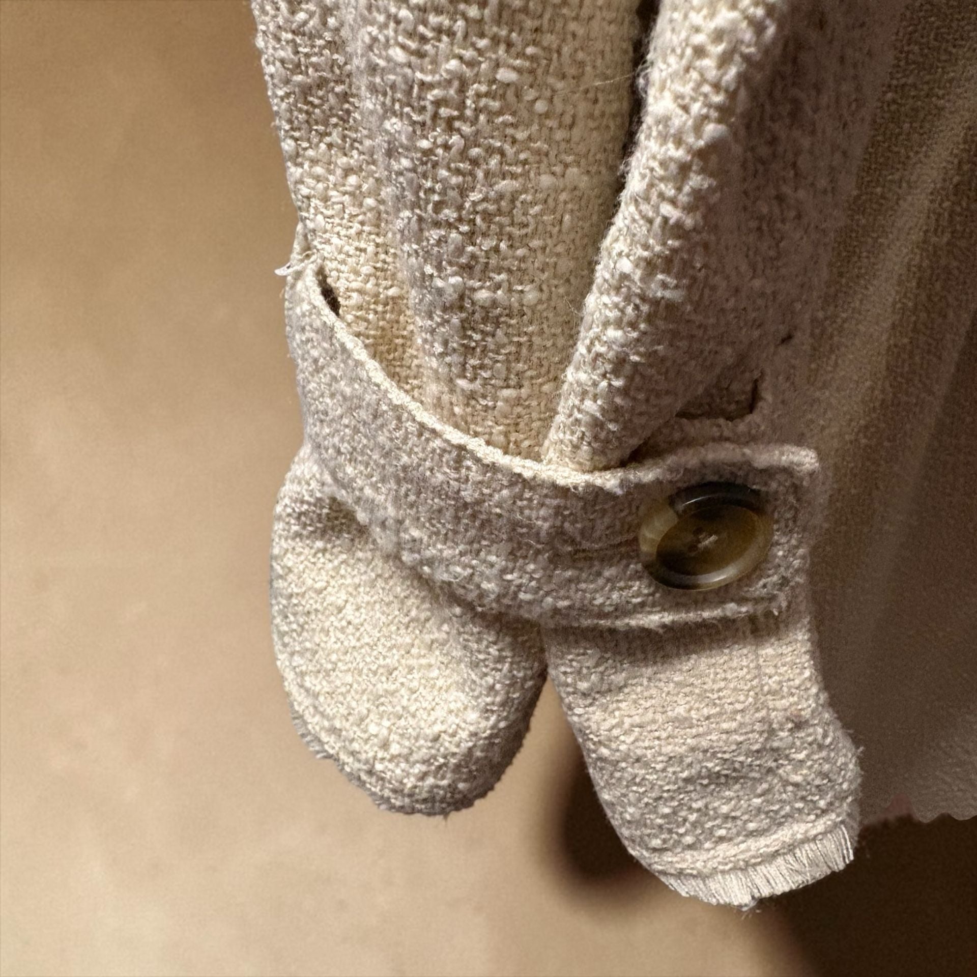 Future Collective Cream Boucle Frayed Edge Trench Coat 6