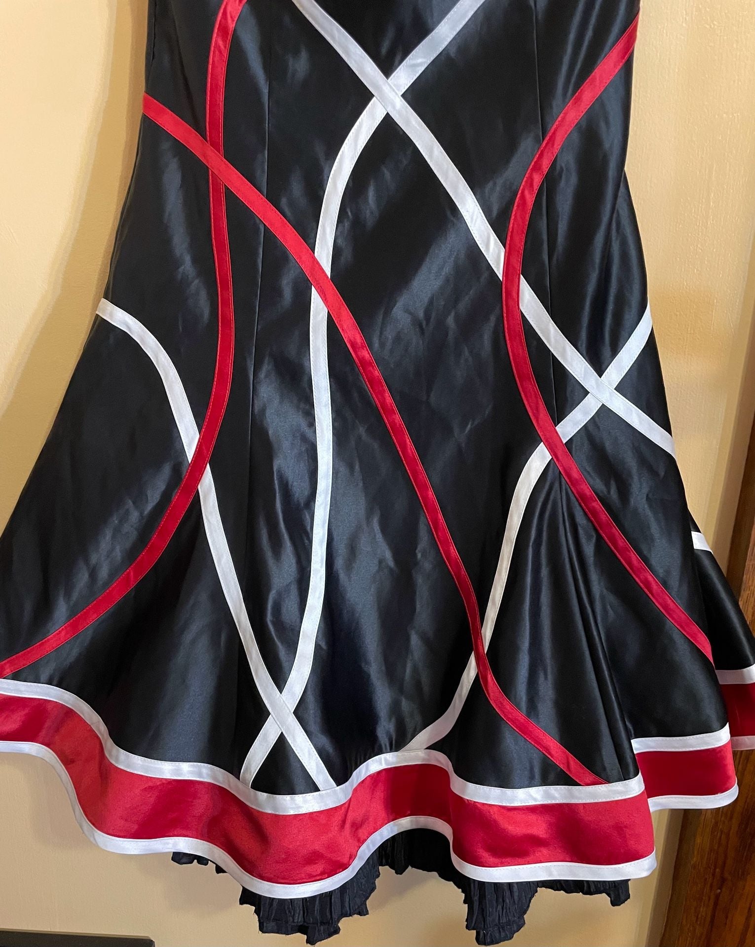 Vintage Jessica McClintock Strapless Party Cocktail Dress Size 8 Black Red White 4