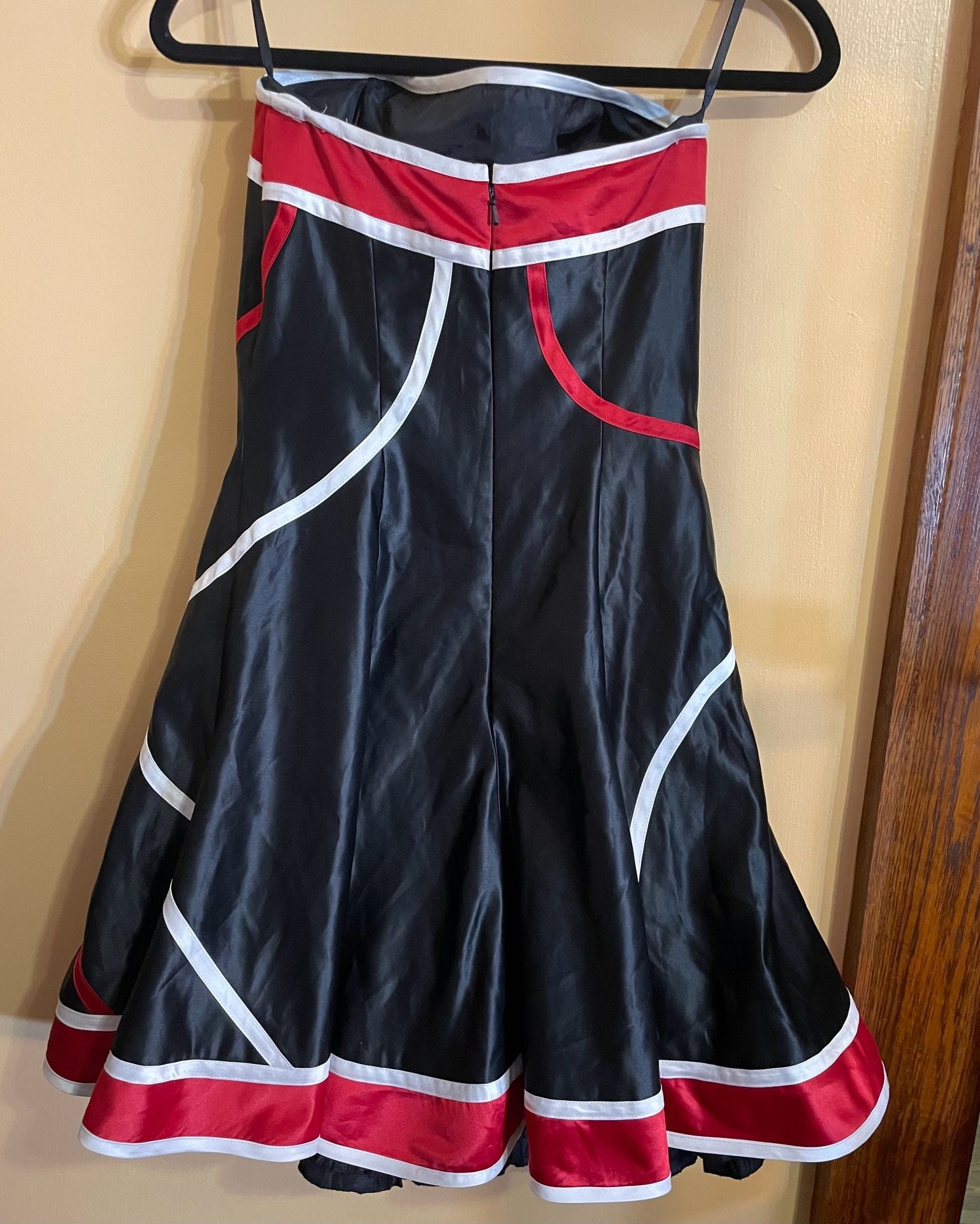 Vintage Jessica McClintock Strapless Party Cocktail Dress Size 8 Black Red White 5
