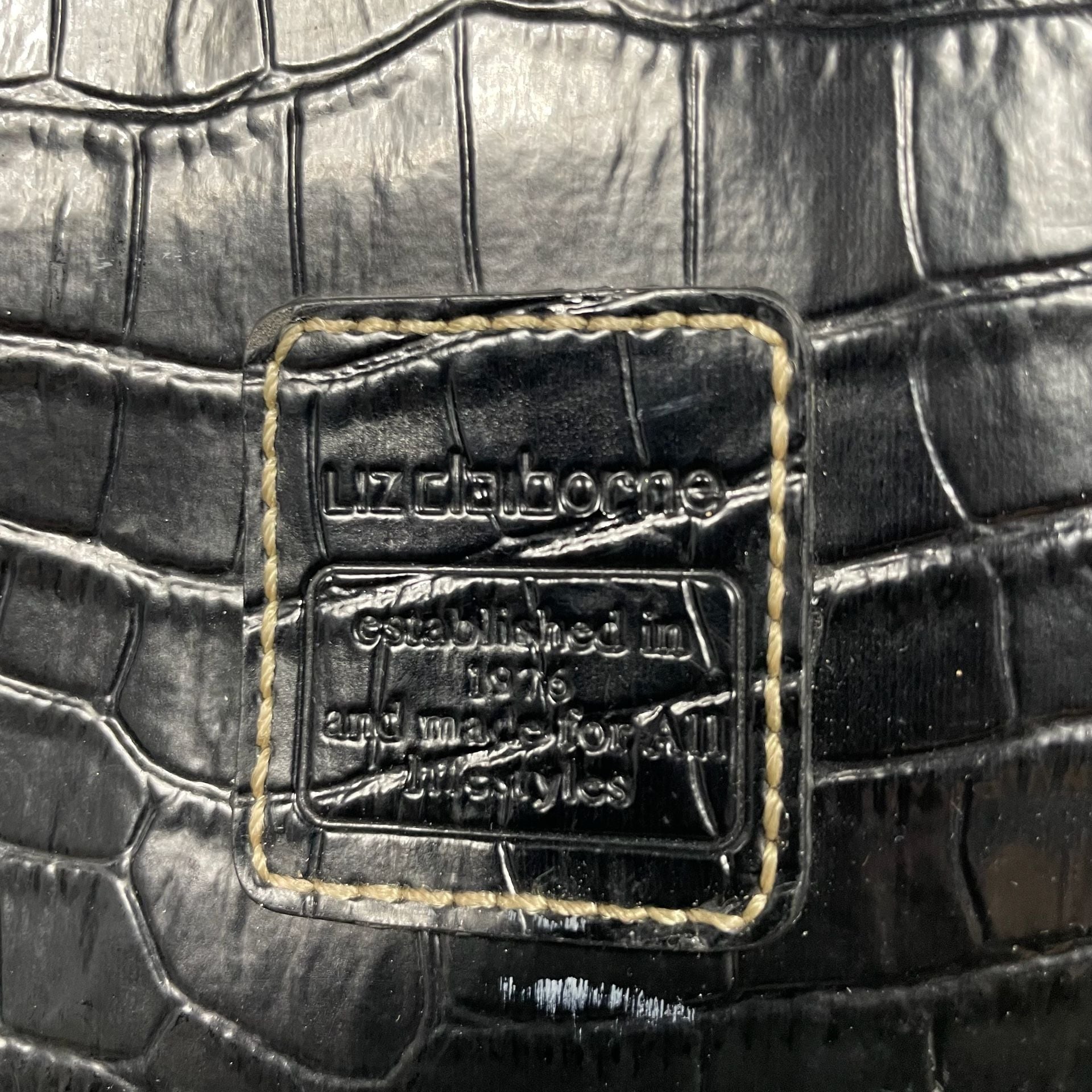 Liz Claiborne Black Croc Embossed Tote Bag 3
