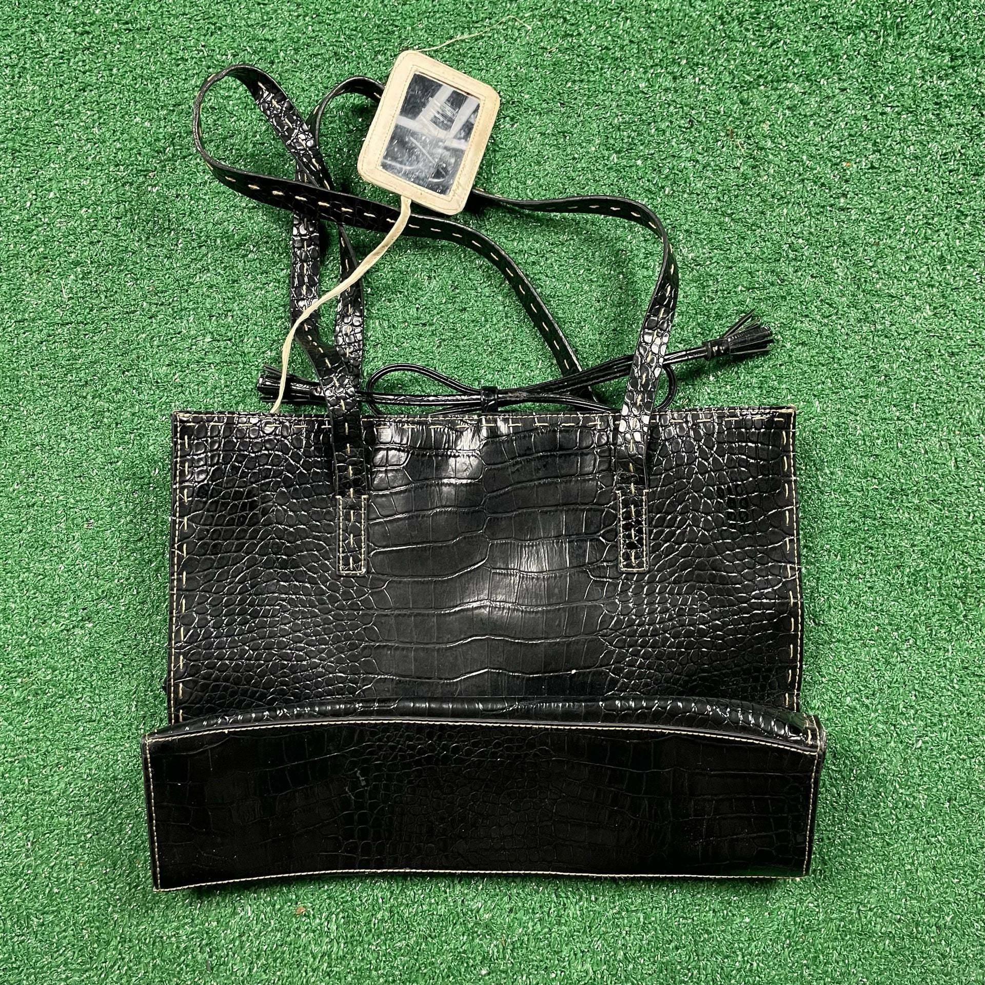 Liz Claiborne Black Croc Embossed Tote Bag 4