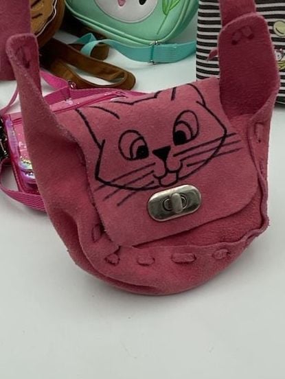 6 piece bundle. Four adorable little girl Crossbody Purses, tinker bell wallet and hello kitty lunch bag 4