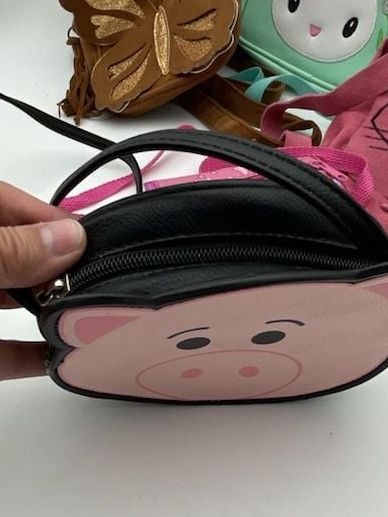 6 piece bundle. Four adorable little girl Crossbody Purses, tinker bell wallet and hello kitty lunch bag 3