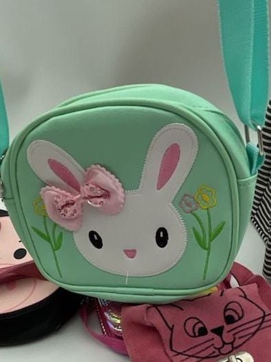 6 piece bundle. Four adorable little girl Crossbody Purses, tinker bell wallet and hello kitty lunch bag 5