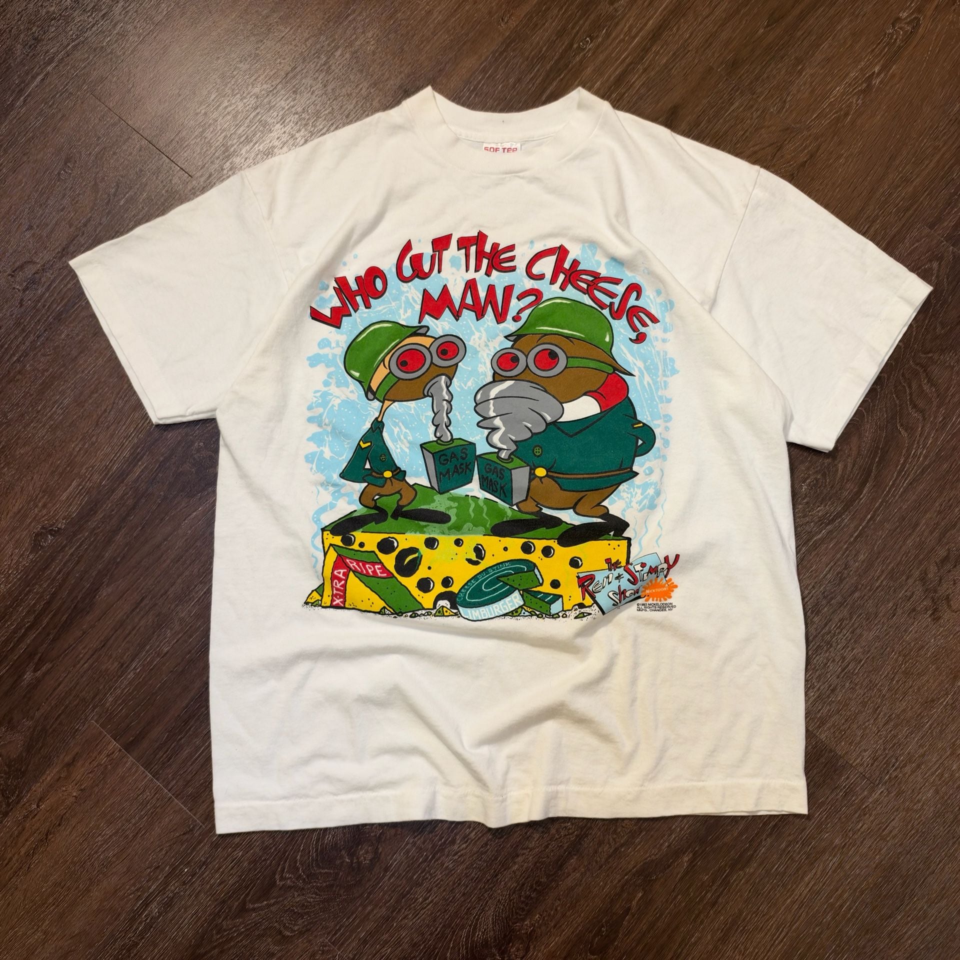 Vintage 1993 Ren & Stimpy Nickelodeon CartoonNetwork T-Shirt L/XL White 2