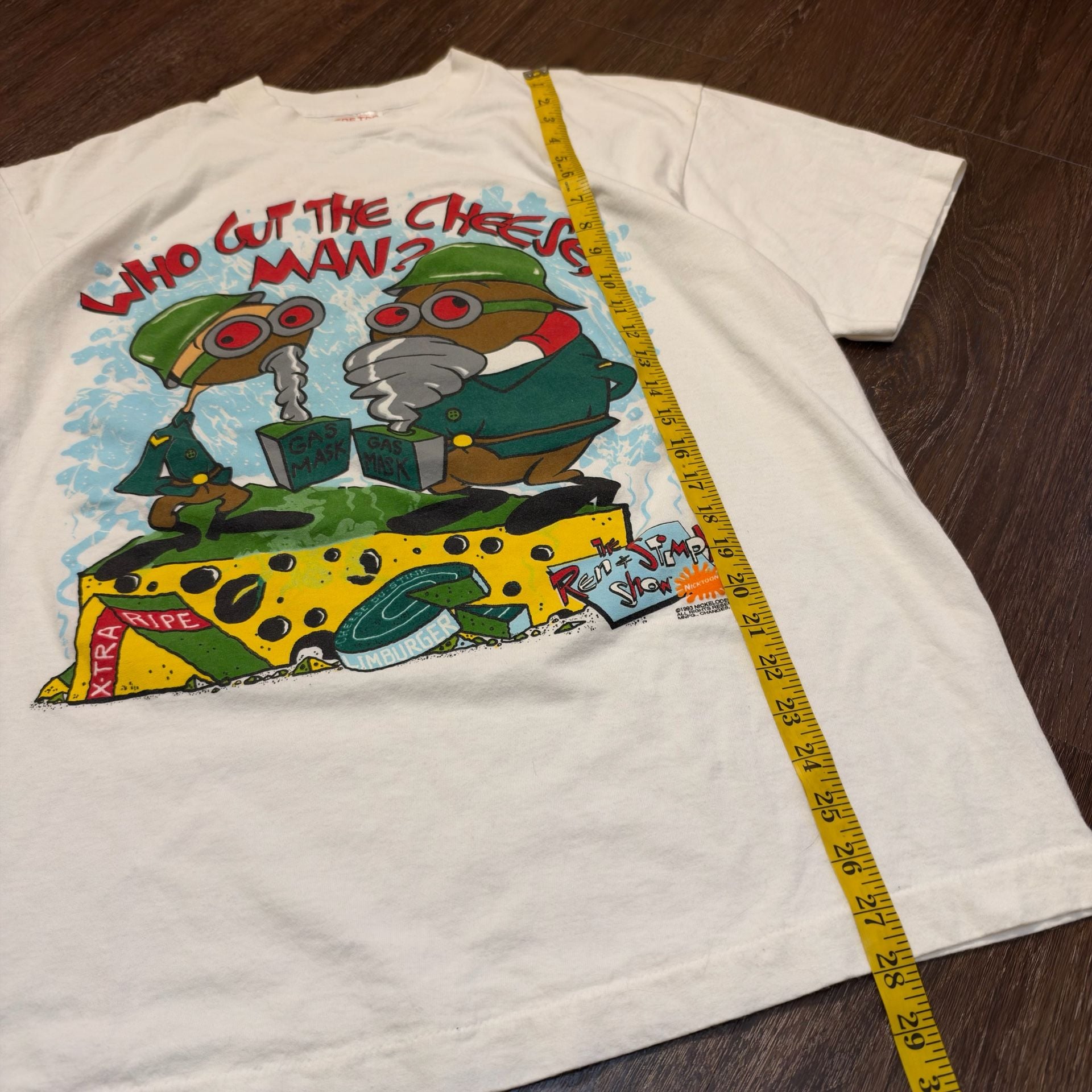 Vintage 1993 Ren & Stimpy Nickelodeon CartoonNetwork T-Shirt L/XL White 4