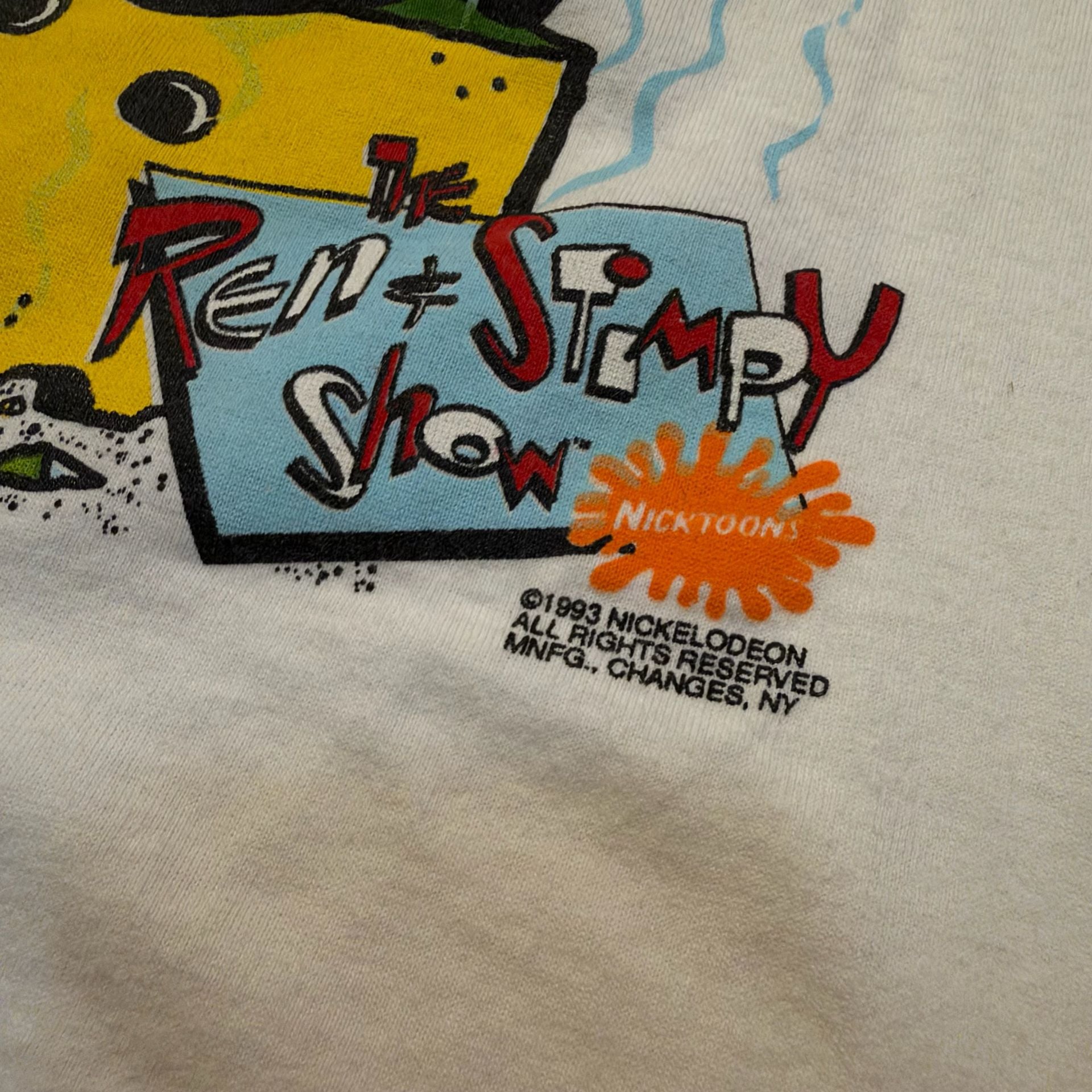 Vintage 1993 Ren & Stimpy Nickelodeon CartoonNetwork T-Shirt L/XL White 6