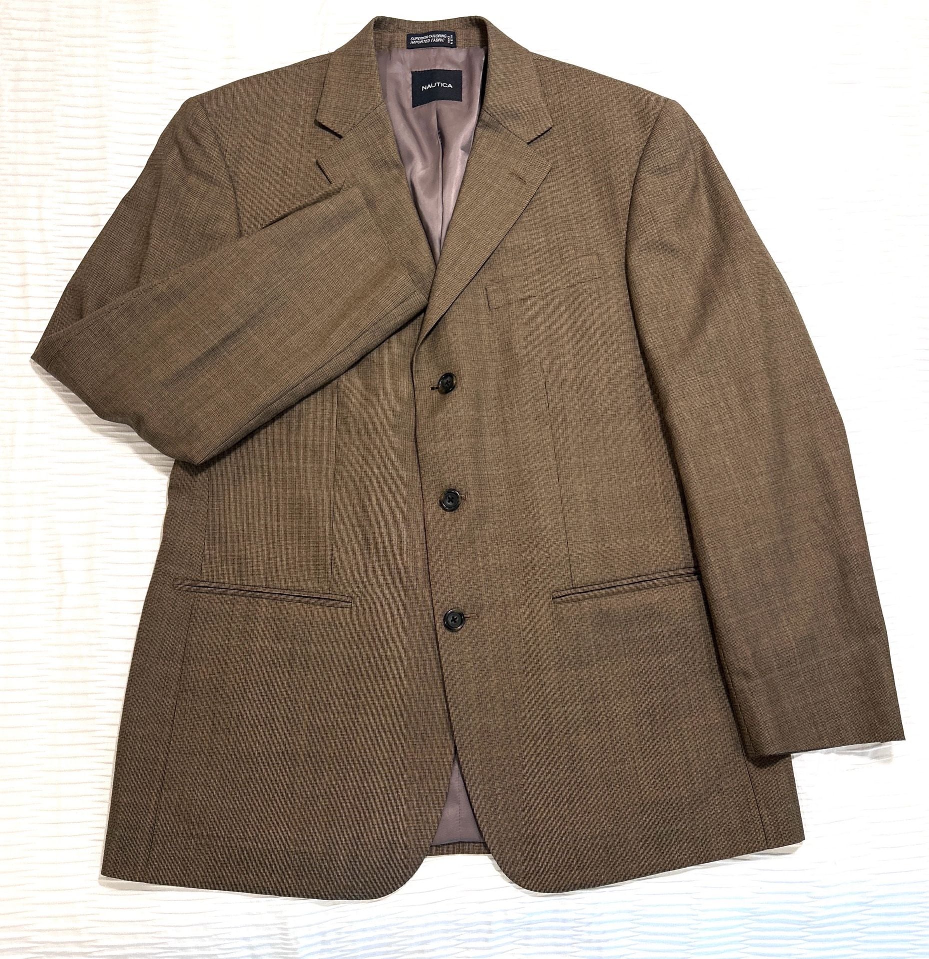 Nautica Sport Coat Size 40R Brown Wool Blazer 3