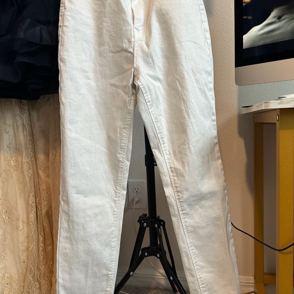 Diane Gilman White Straight Leg Jeans Size 8