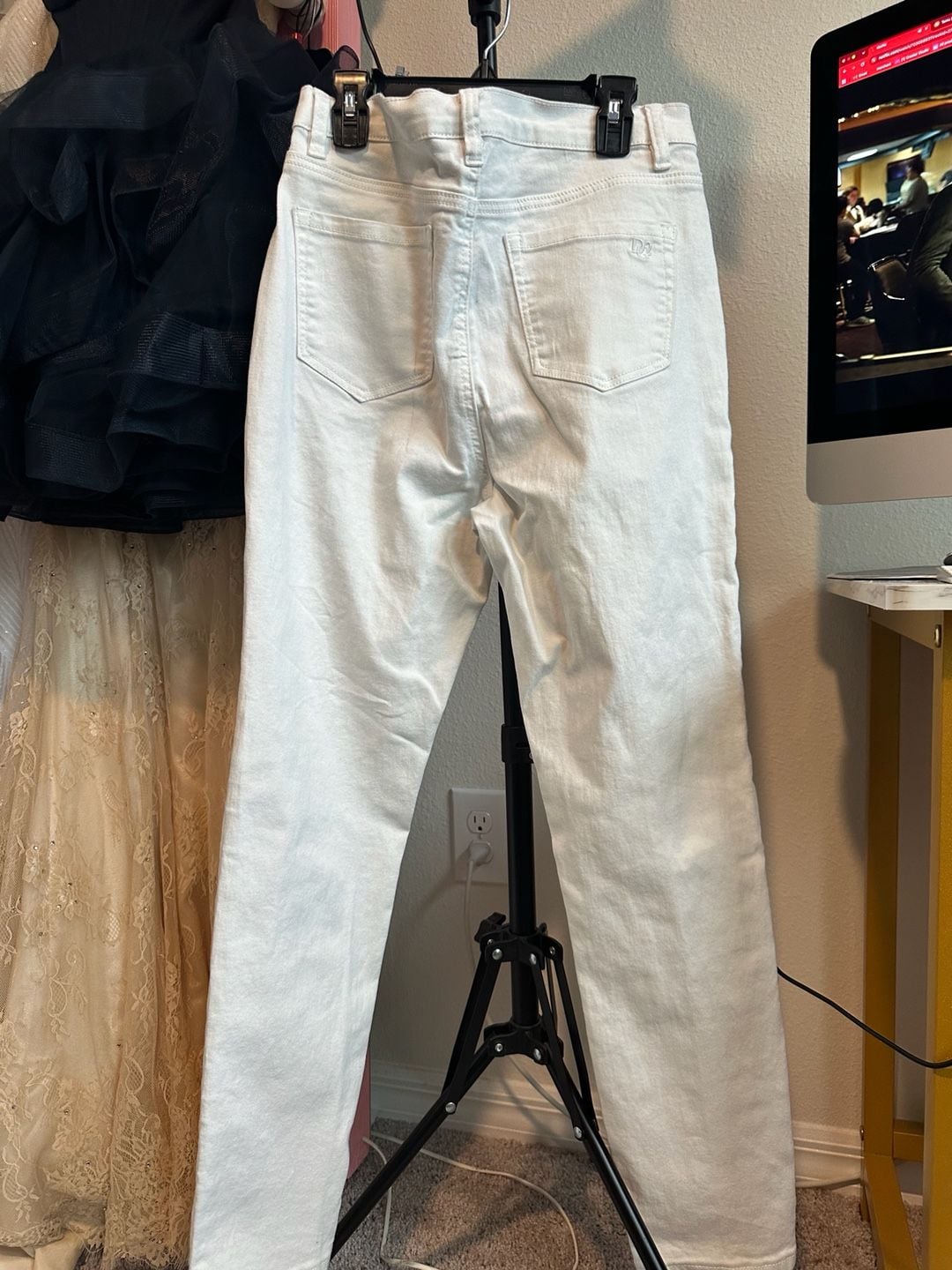 Diane Gilman White Straight Leg Jeans Size 8 4