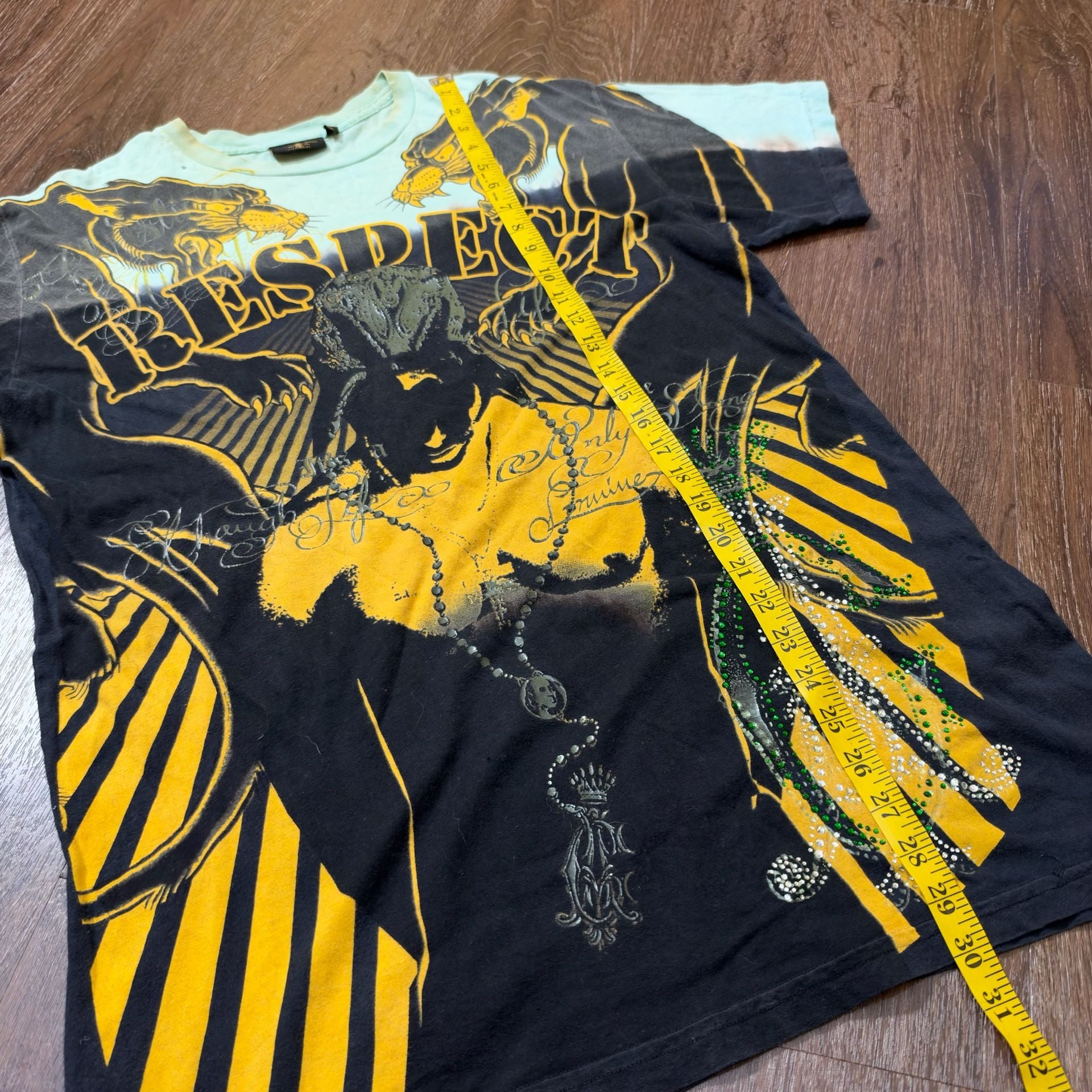 Essential Vintage Y2K Christian Audigier Tupac T-Shirt XL Black 5