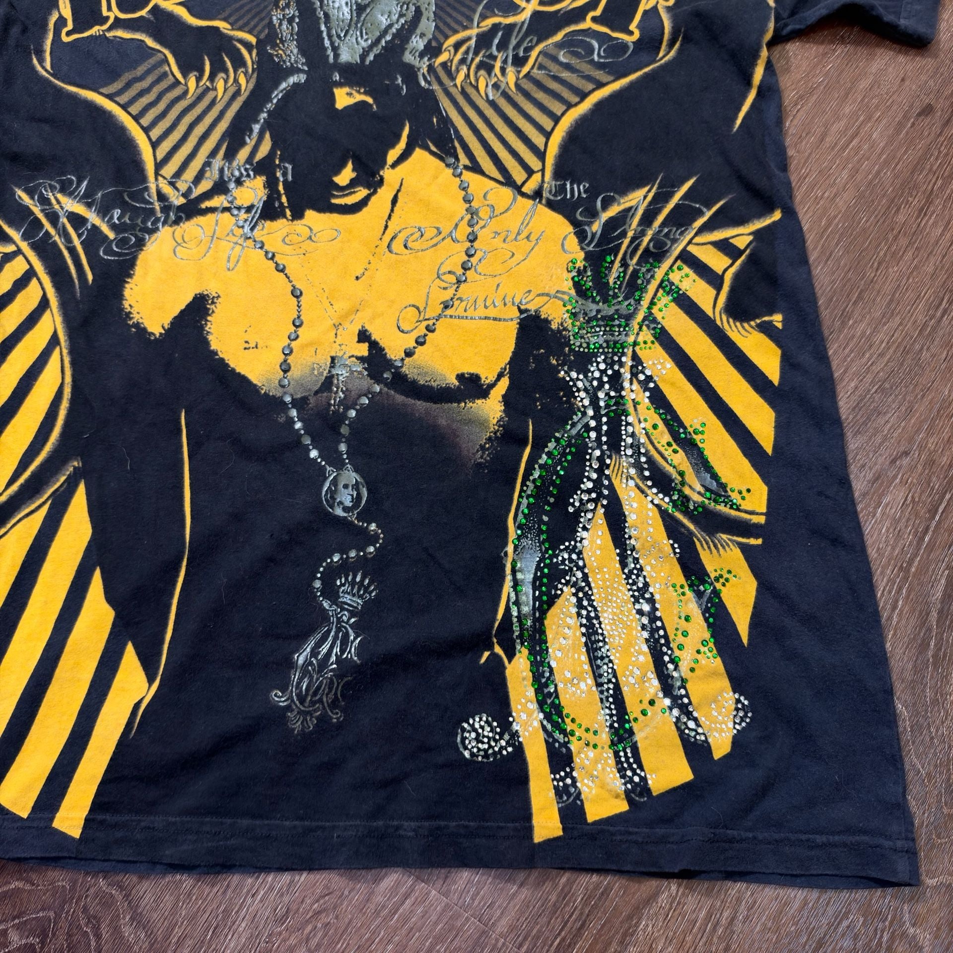 Essential Vintage Y2K Christian Audigier Tupac T-Shirt XL Black 7