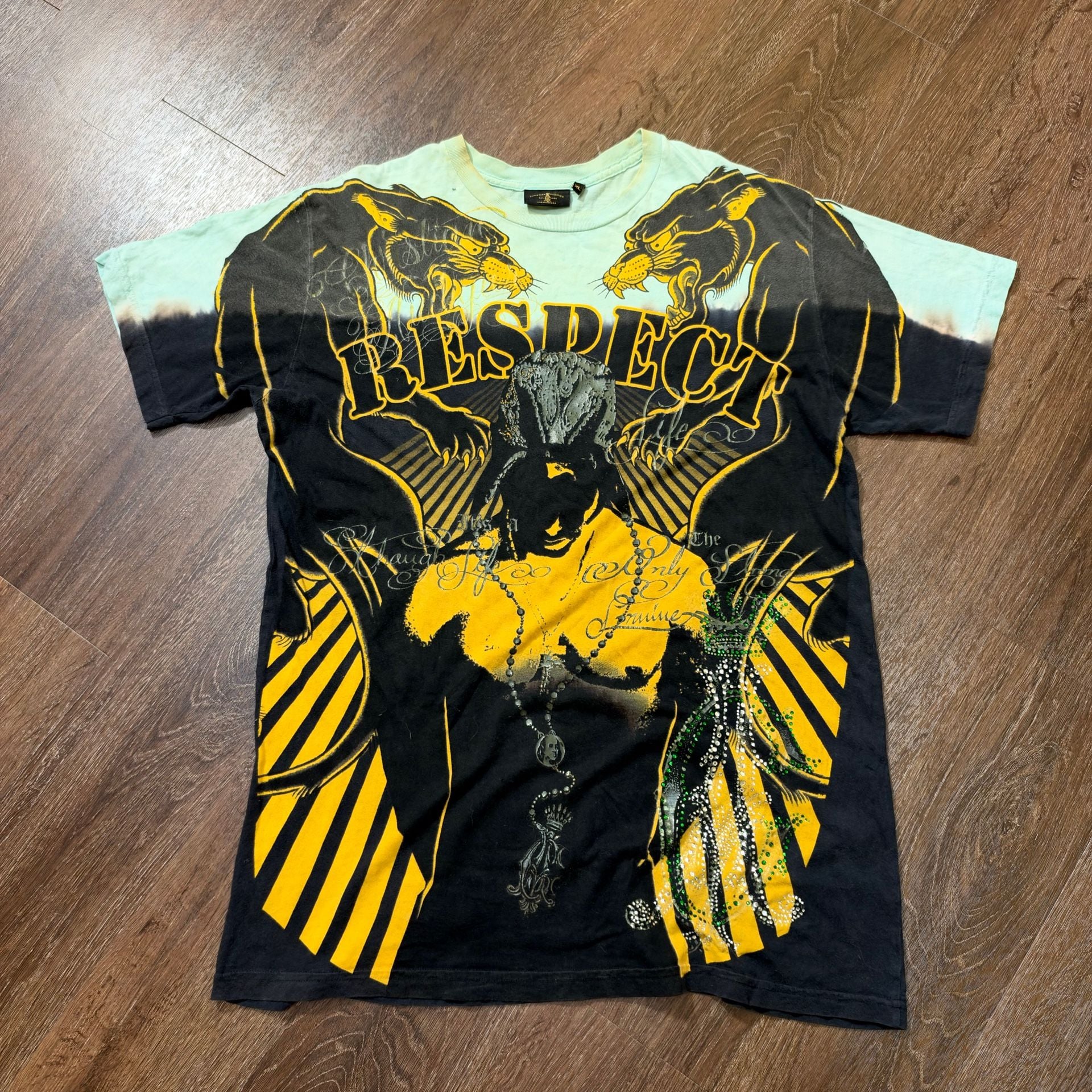 Essential Vintage Y2K Christian Audigier Tupac T-Shirt XL Black 2