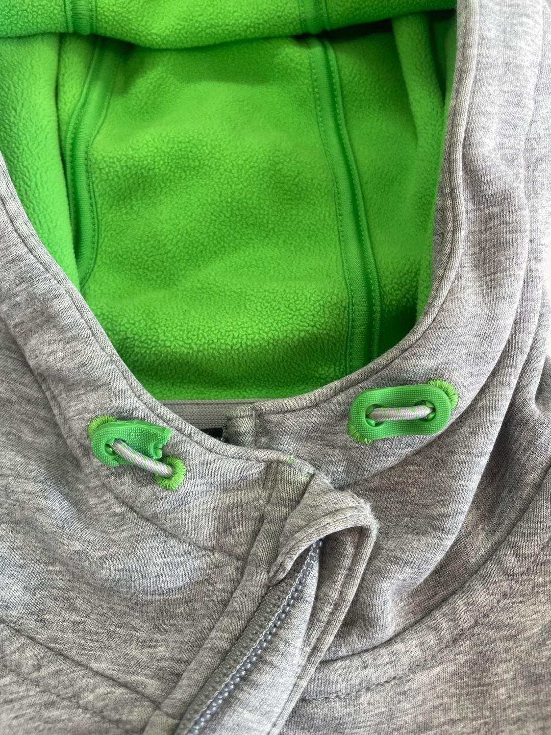 Uniqlo Full Zip Fleece Hoodie Size Medium Gray Lime Green 6