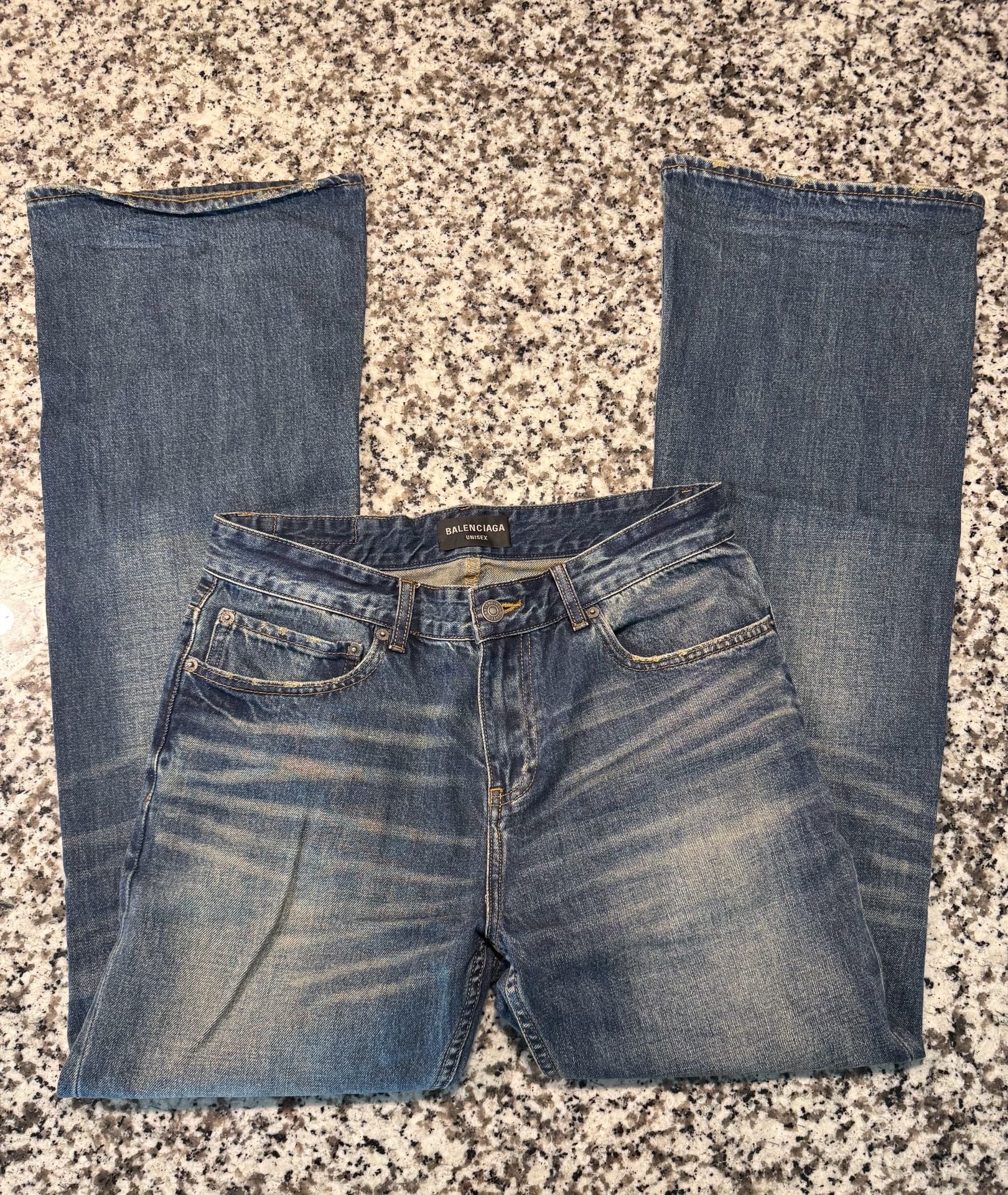 Balenciaga Unisex Blue Faded Wash Wide Leg Jeans Denim 2