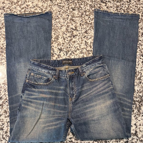 Balenciaga Unisex Blue Faded Wash Wide Leg Jeans Denim