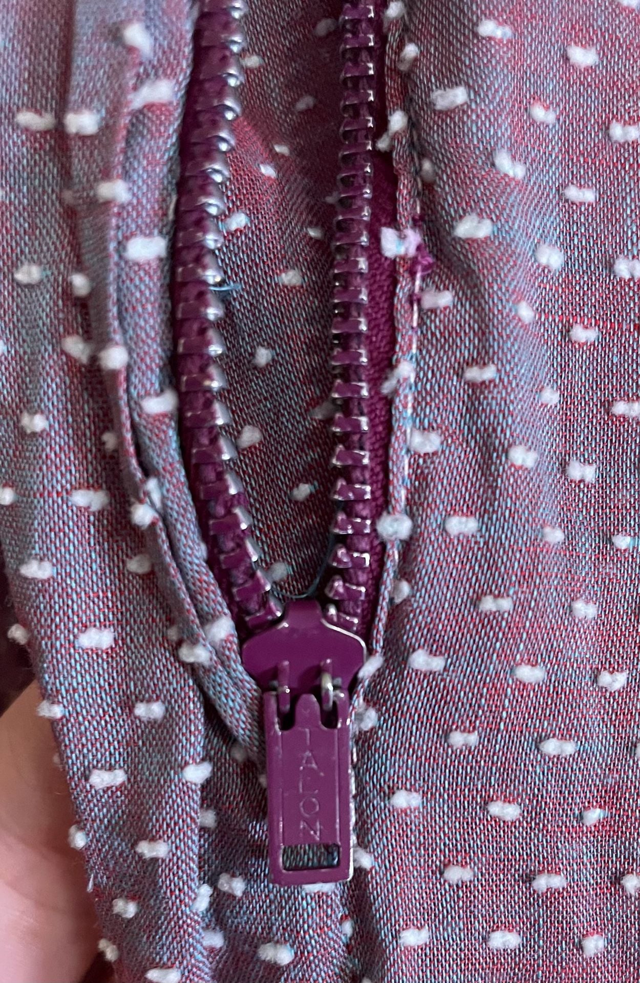 Vintage 1920s Purple Polka Dot Cotton Dress with Short Sleeves and Pleated Skirt 8