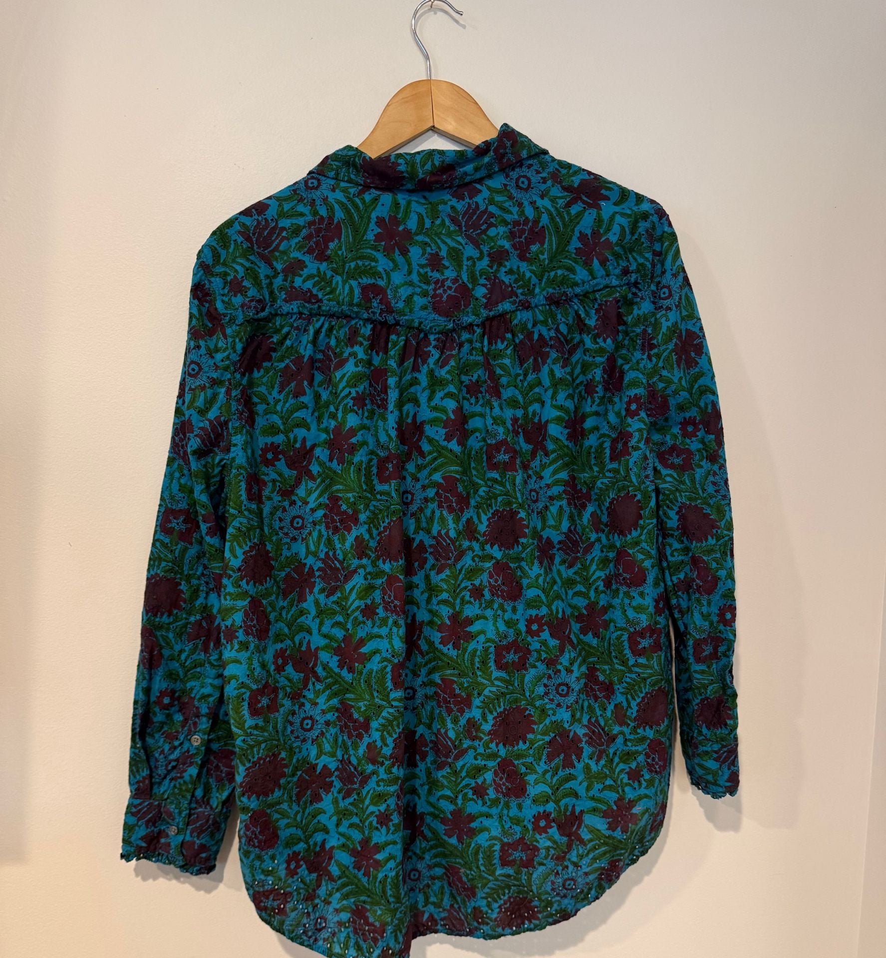 Sundance Floral Button Up Shirt Size XL Blue Green Red Long Sleeve 5