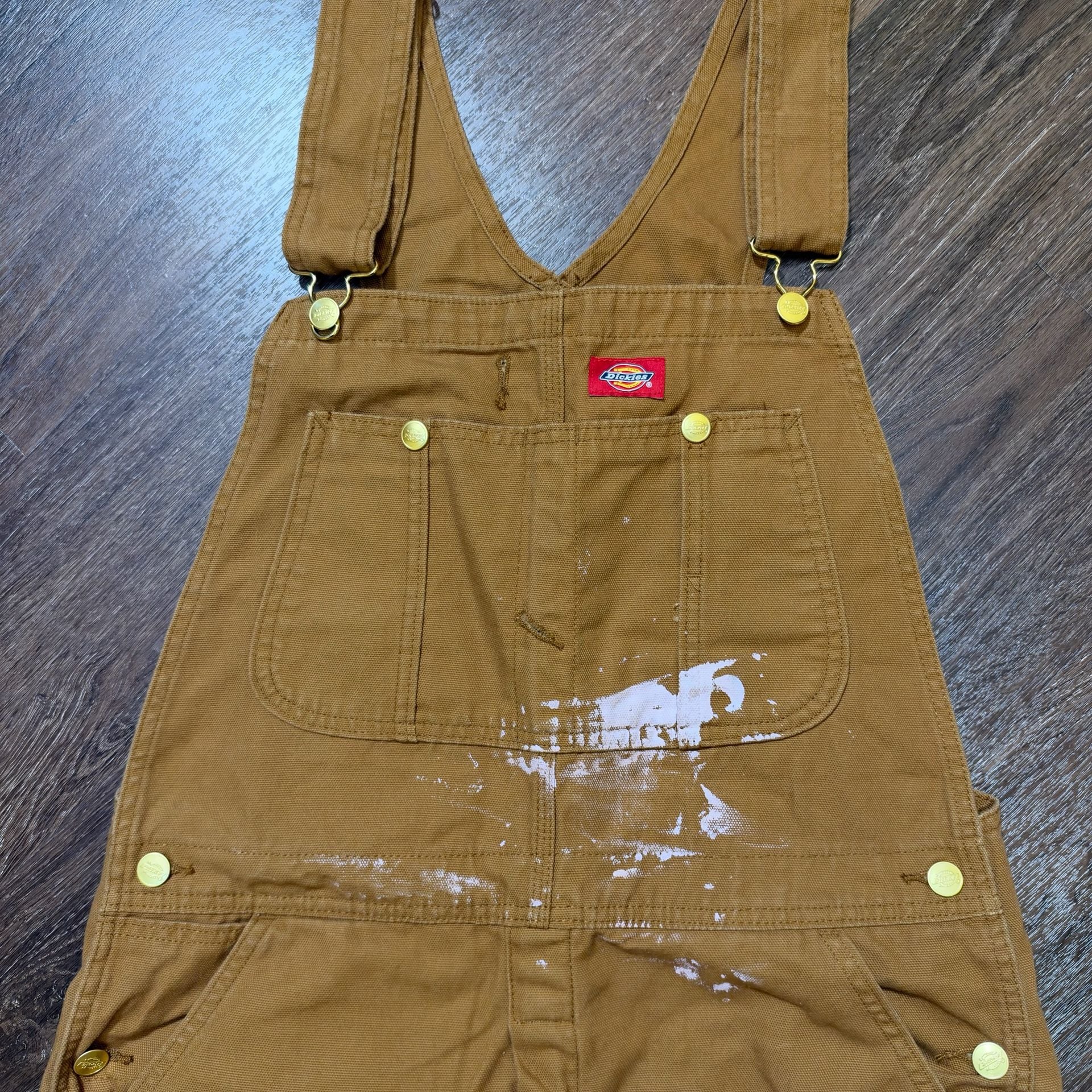 Essential Vintage Dickies Brown Canvas Bib Overalls 36x30 Workwear 3