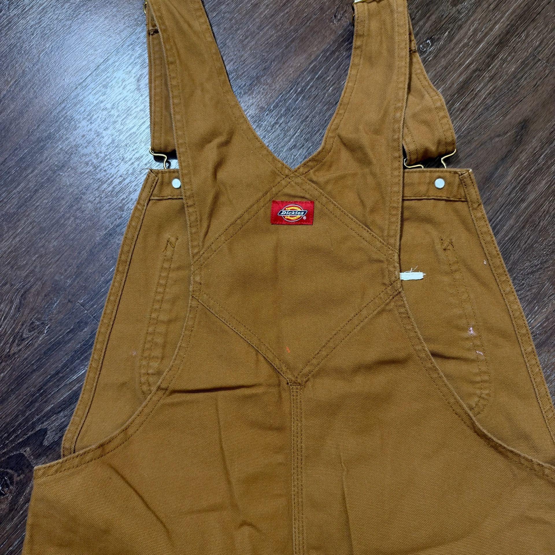 Essential Vintage Dickies Brown Canvas Bib Overalls 36x30 Workwear 7