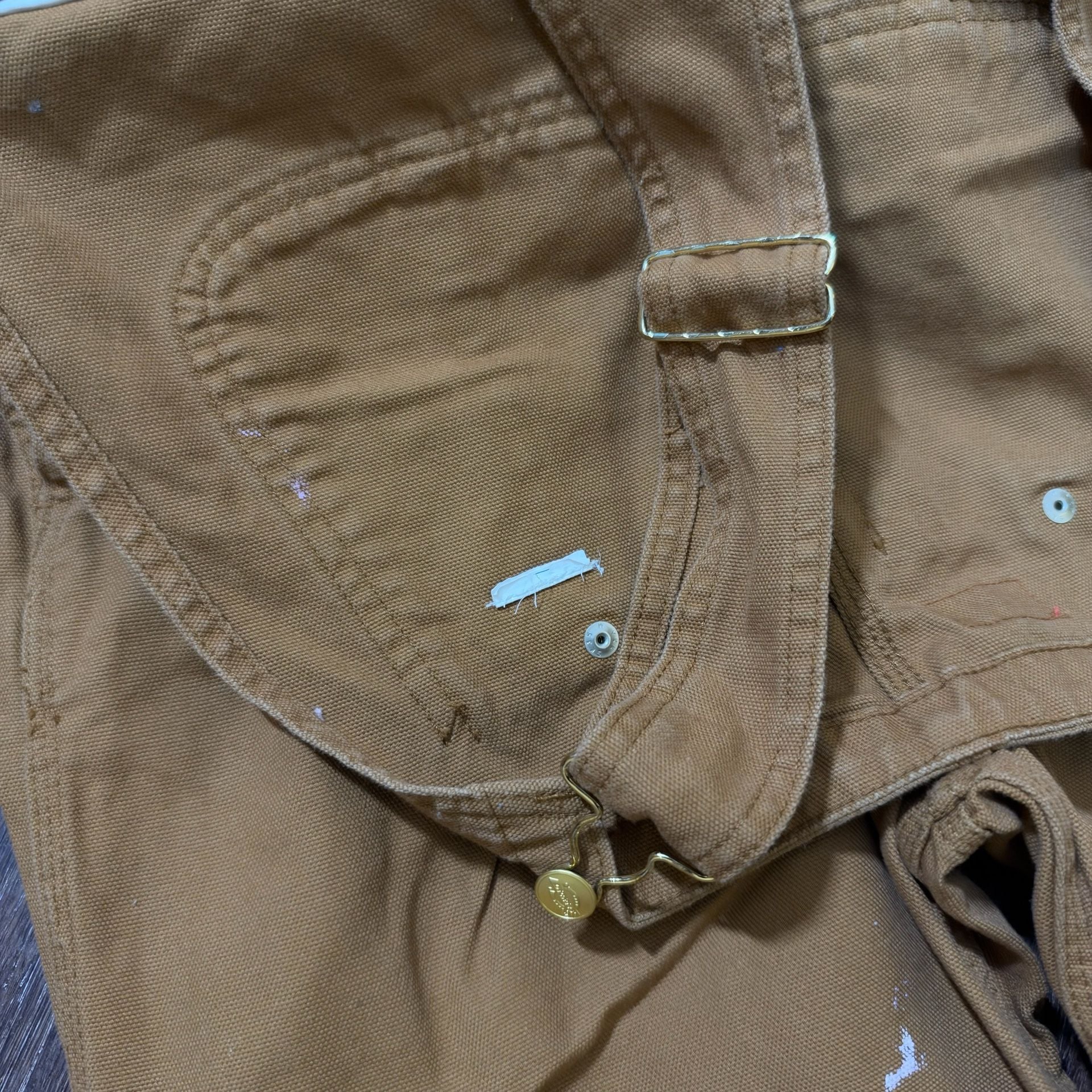 Essential Vintage Dickies Brown Canvas Bib Overalls 36x30 Workwear 8