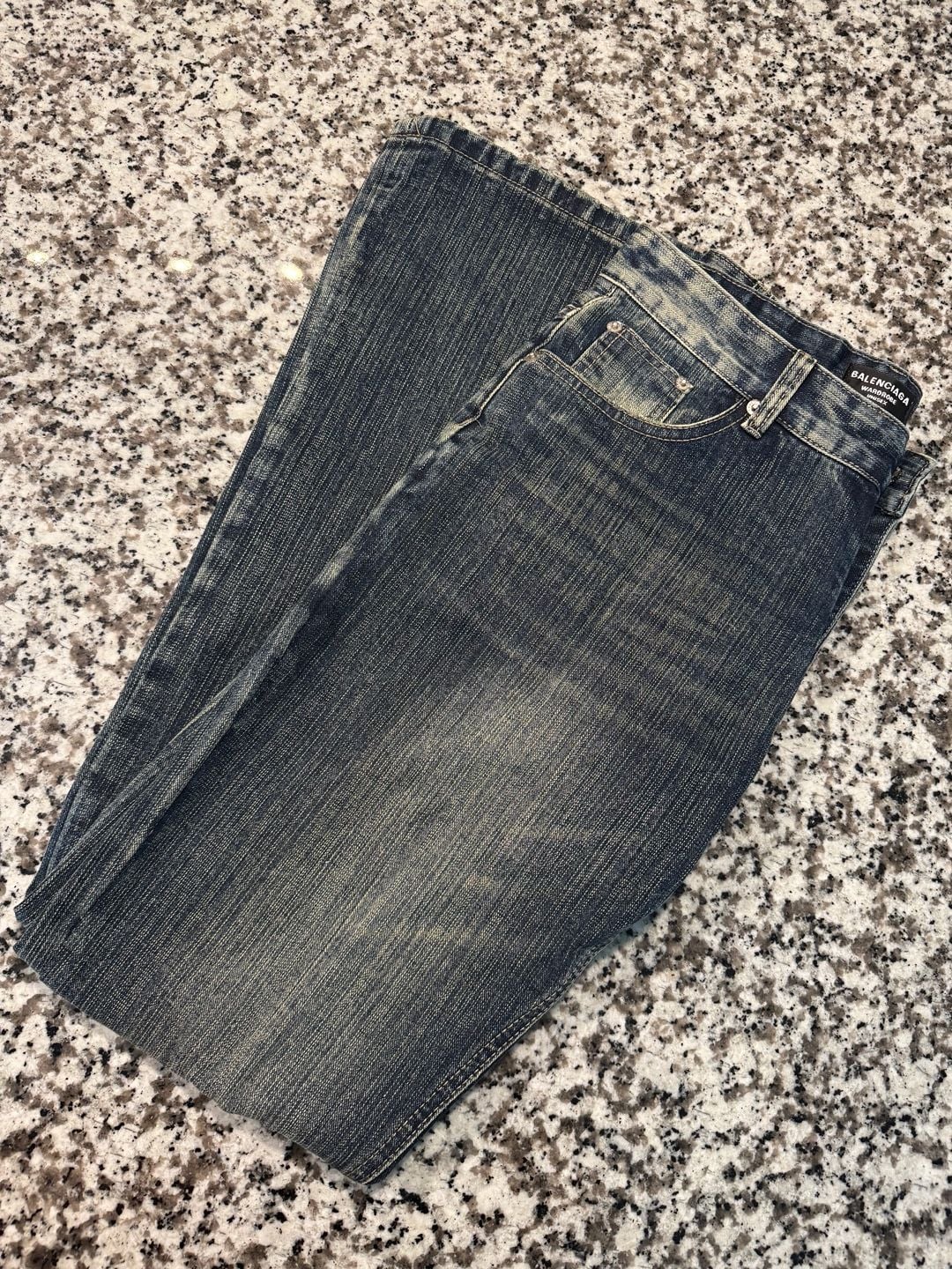 Balenciaga Distressed Faded Wash Flared Bootcut Jeans Blue 4