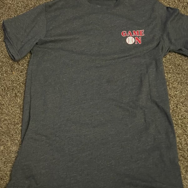 Kindness & Confetti Game On Baseball Graphic T-Shirt Size S Gray