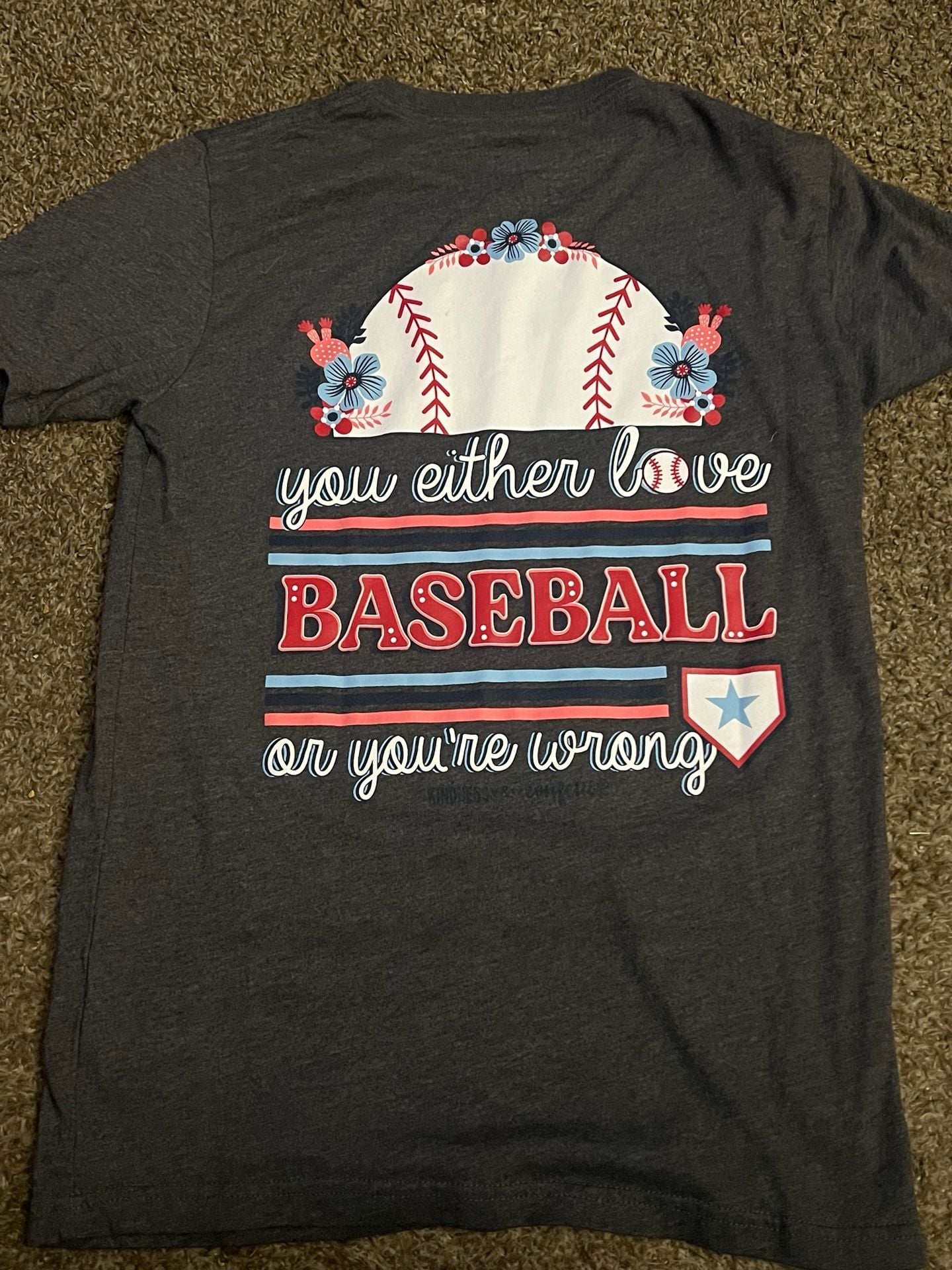 Kindness & Confetti Game On Baseball Graphic T-Shirt Size S Gray 5