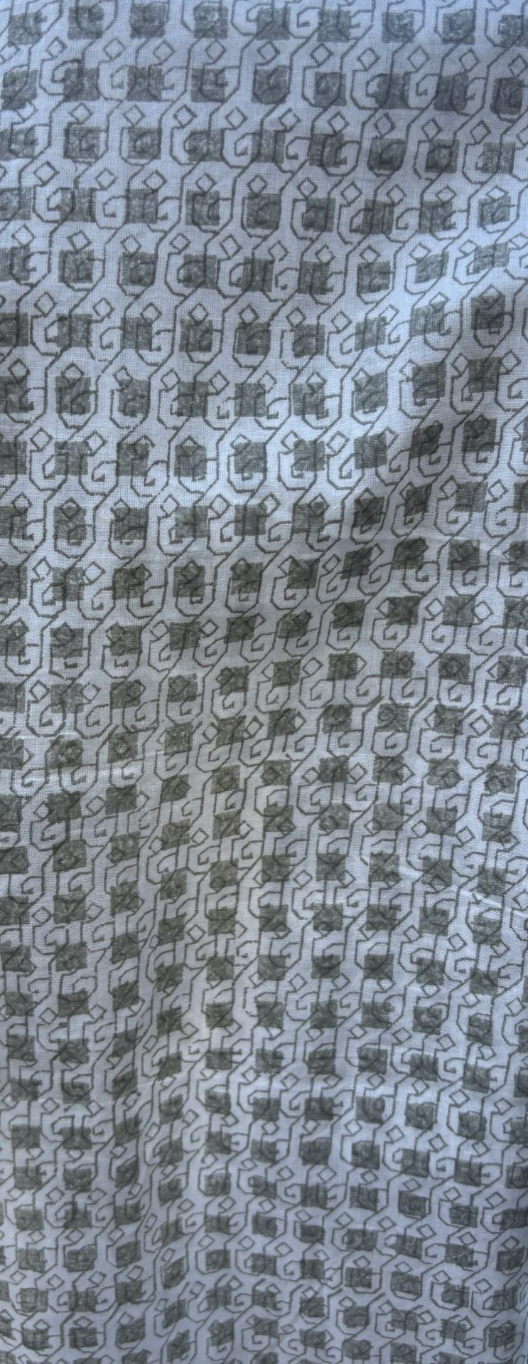 Fabindia Men's Short Kurta Size S White Geometric Print Cotton Comfort Fit 7