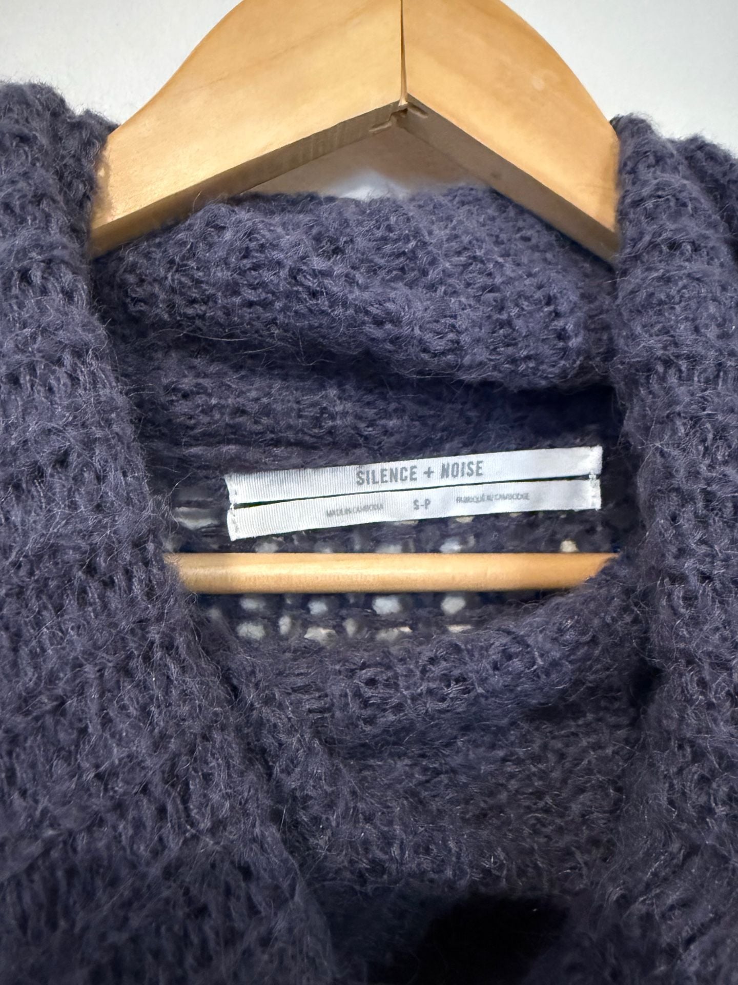 Silence + Noise Cowl Neck Crop Sweater Size S Dark Grey Open Knit 4