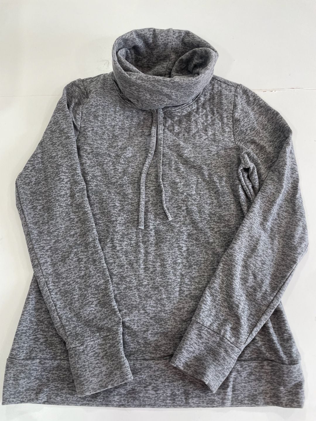 STOIC Cowl Neck Athletic Pullover Top Grey Space Dye long sleeve winter running sports 2