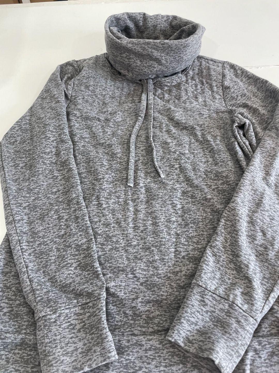 STOIC Cowl Neck Athletic Pullover Top Grey Space Dye long sleeve winter running sports 3