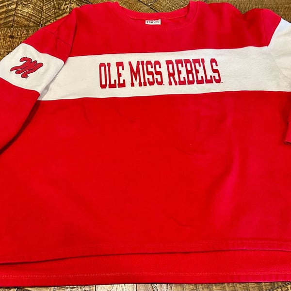 Hanes Ole Miss Rebels Sweatshirt Size 2XL Red White College Apparel