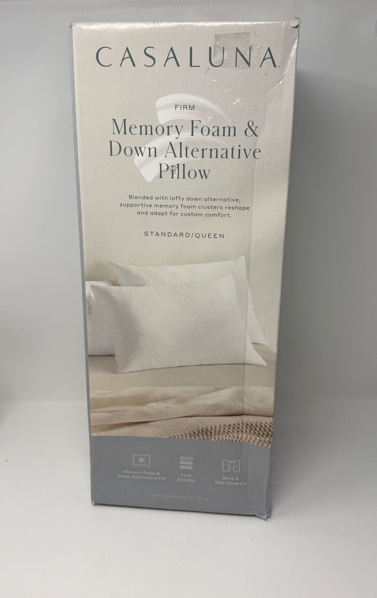 Casaluna Memory Foam & Down Alternative Pillow Standard/Queen White 1