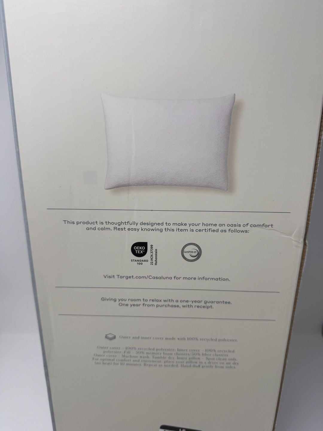 Casaluna Memory Foam & Down Alternative Pillow Standard/Queen White 3