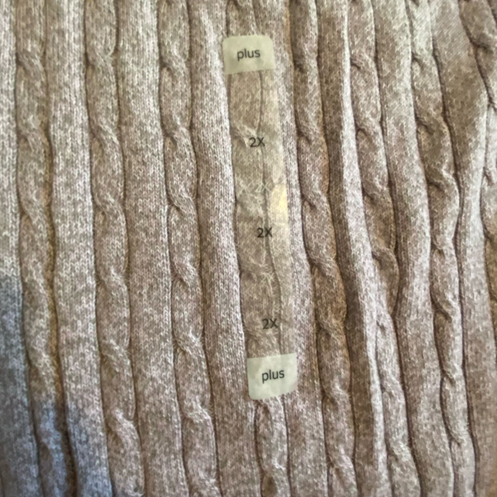 Kim Rogers Cable V-Neck Sweater Size 2X Lilac 3