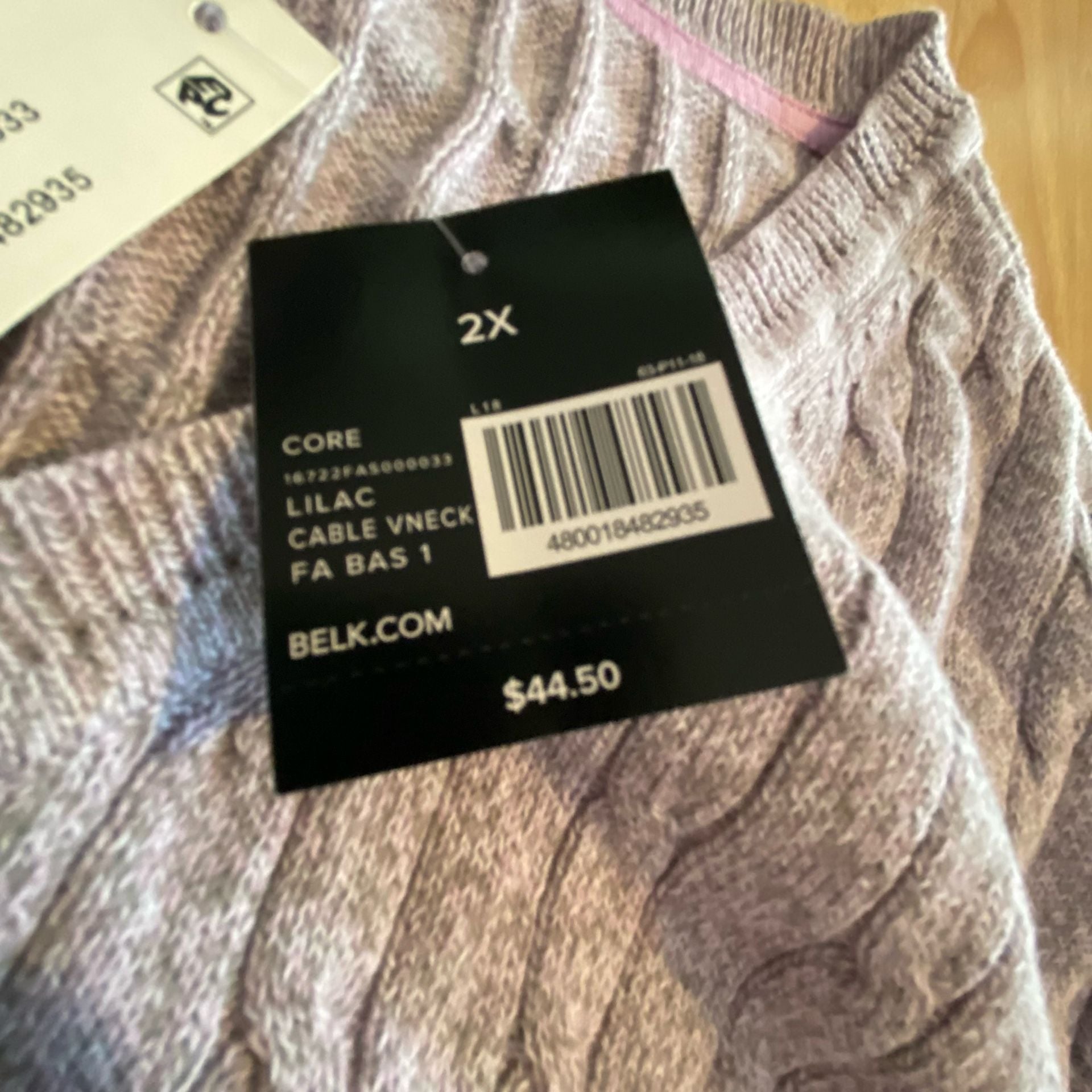 Kim Rogers Cable V-Neck Sweater Size 2X Lilac 5